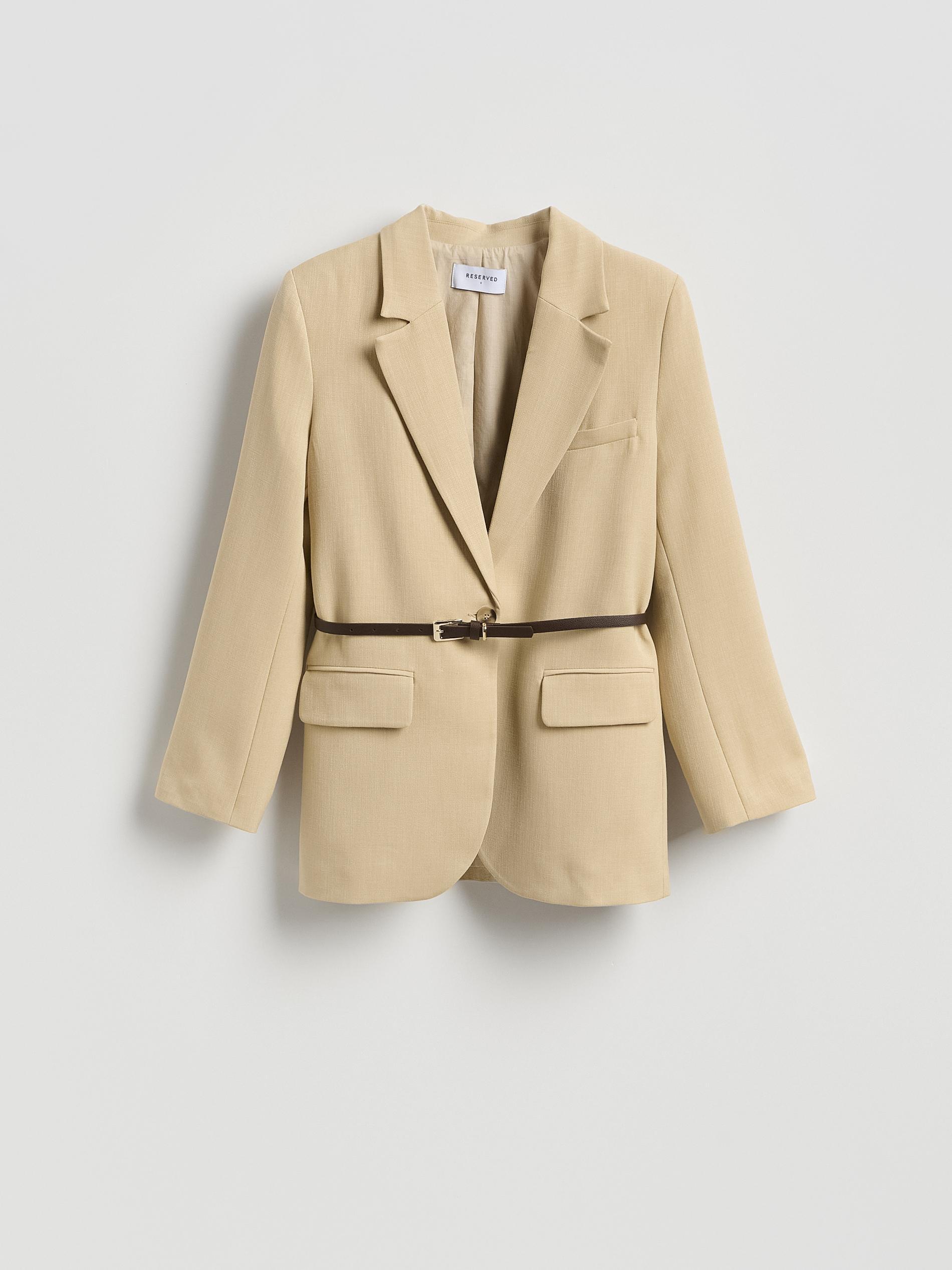 Beige Blazer With Belt, Beige, large image number 2