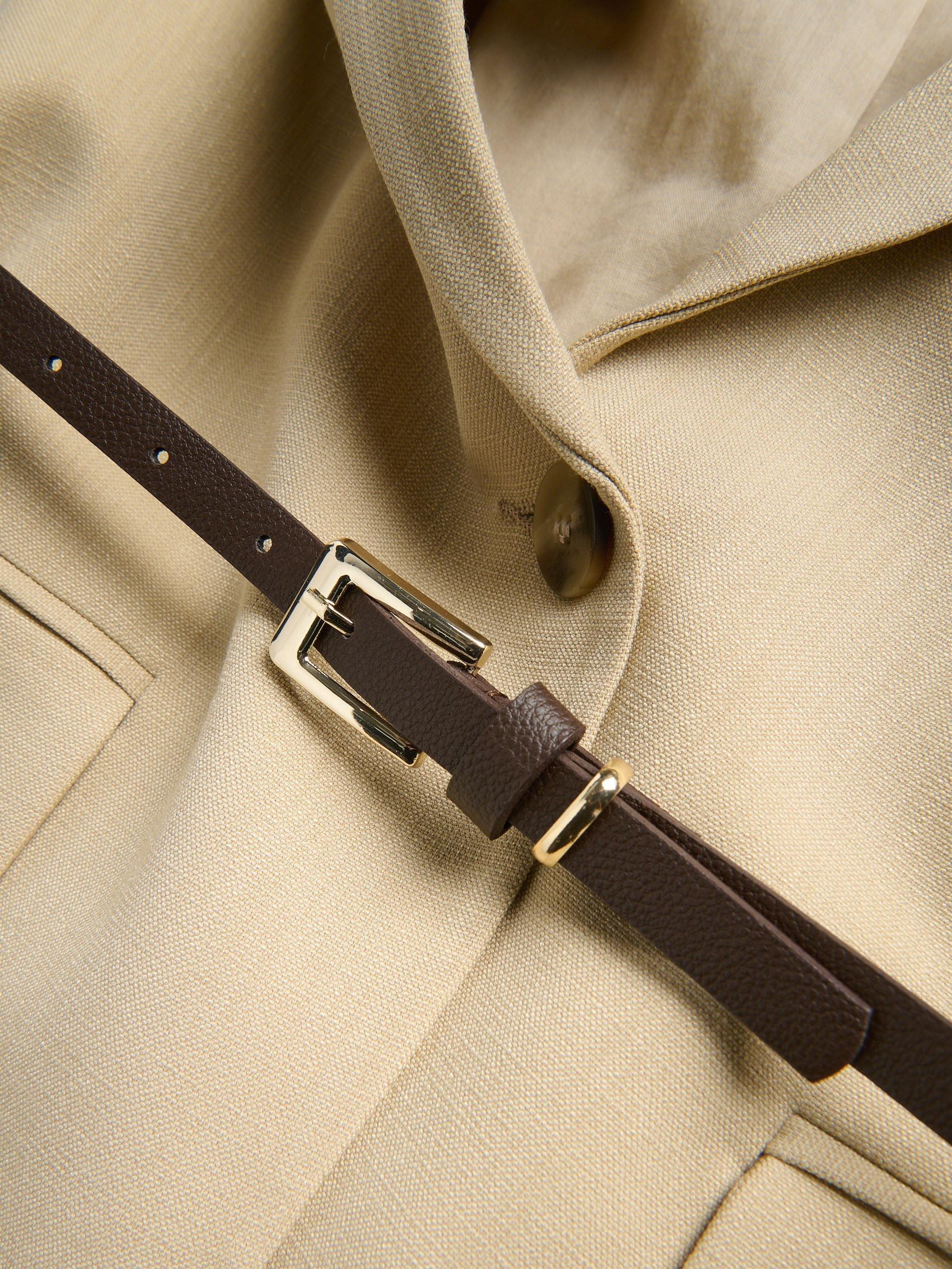 Beige Blazer With Belt, Beige, large image number 3