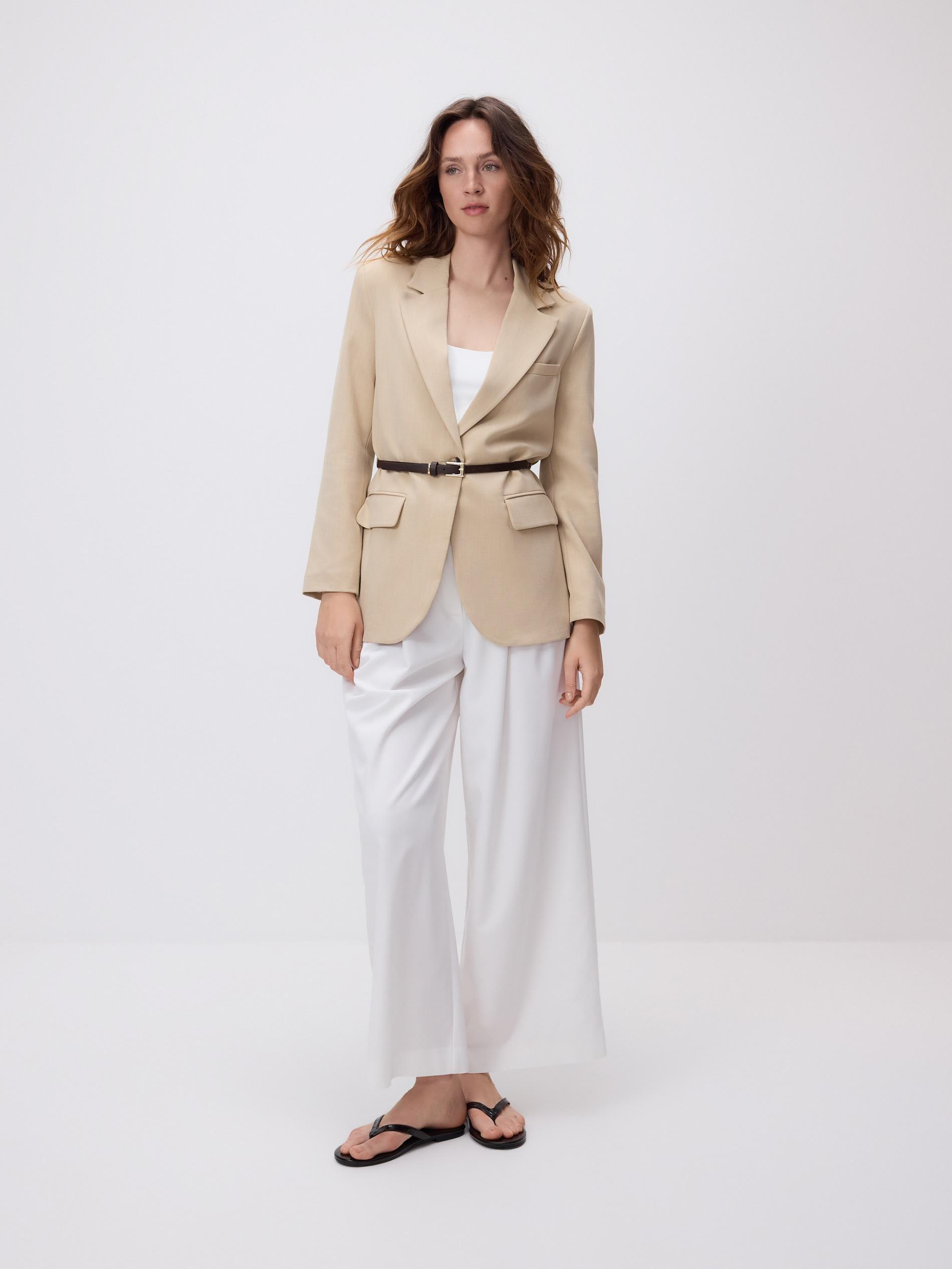 Beige Blazer With Belt, Beige, large image number 6