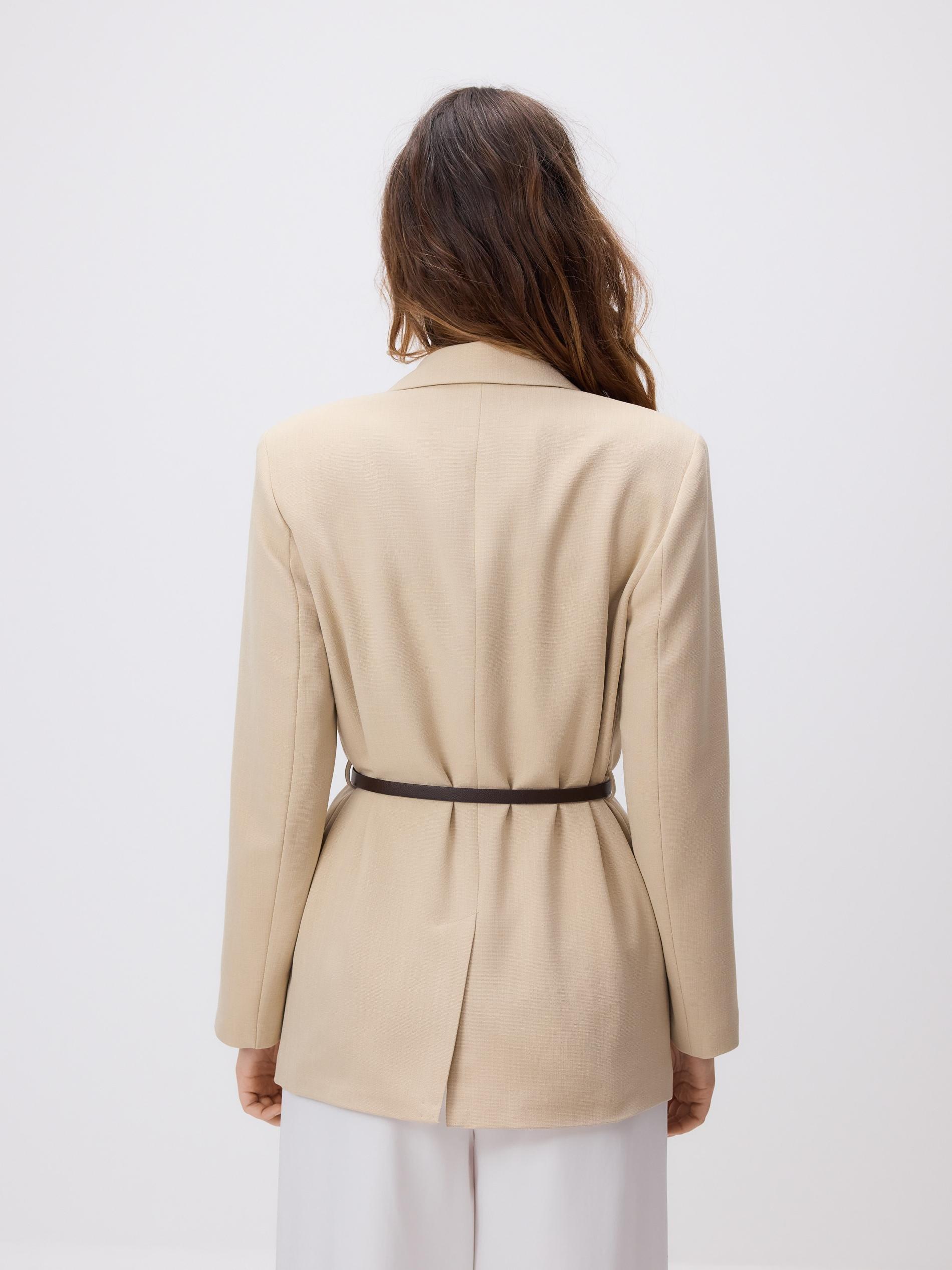 Beige Blazer With Belt, Beige, large image number 7