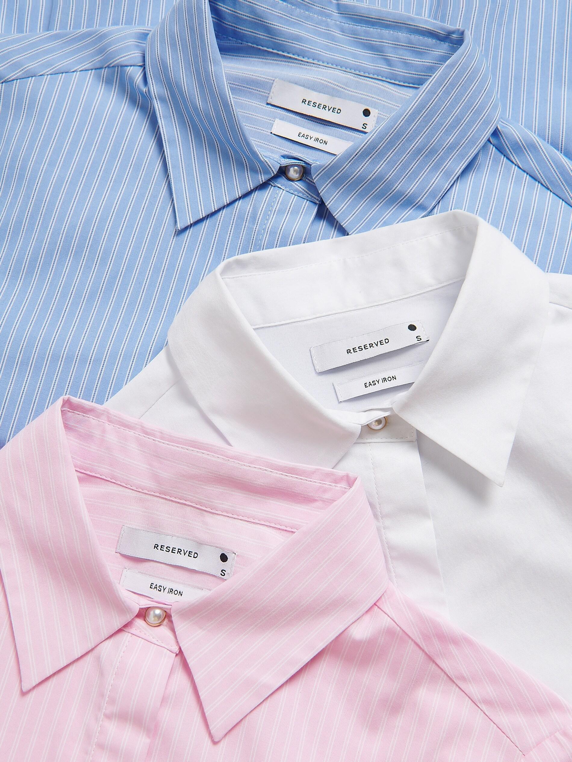 WHITE Striped slim fit shirt, White, medium