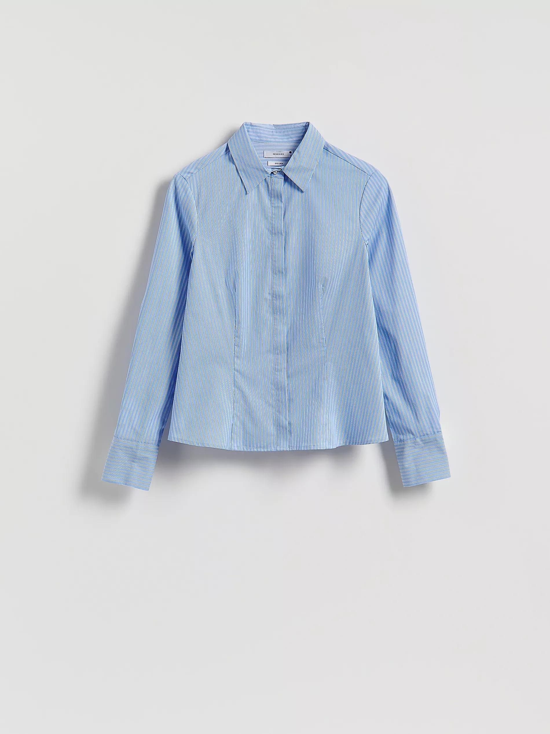 Blue Striped Slim Fit Shirt, , medium