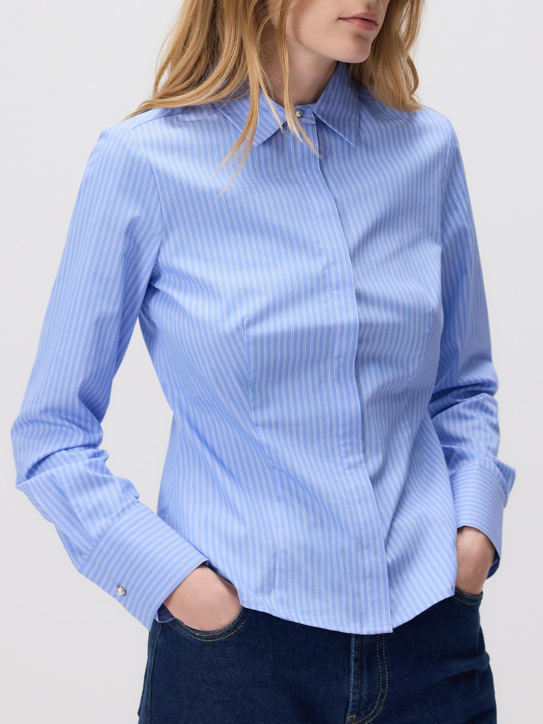 PALE BLUE Striped slim fit shirt, Blue, medium