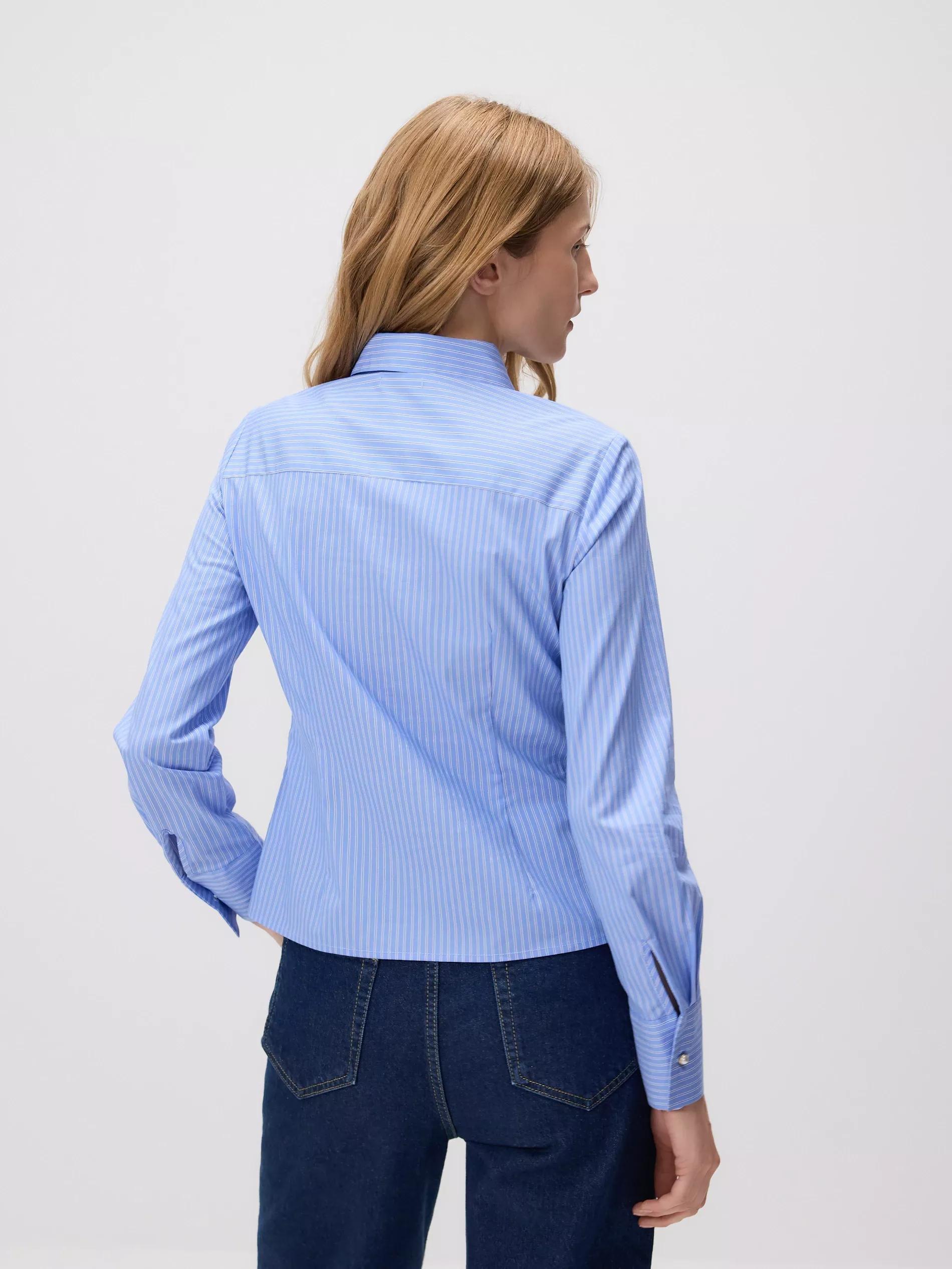 PALE BLUE Striped slim fit shirt, Blue, large image number 3