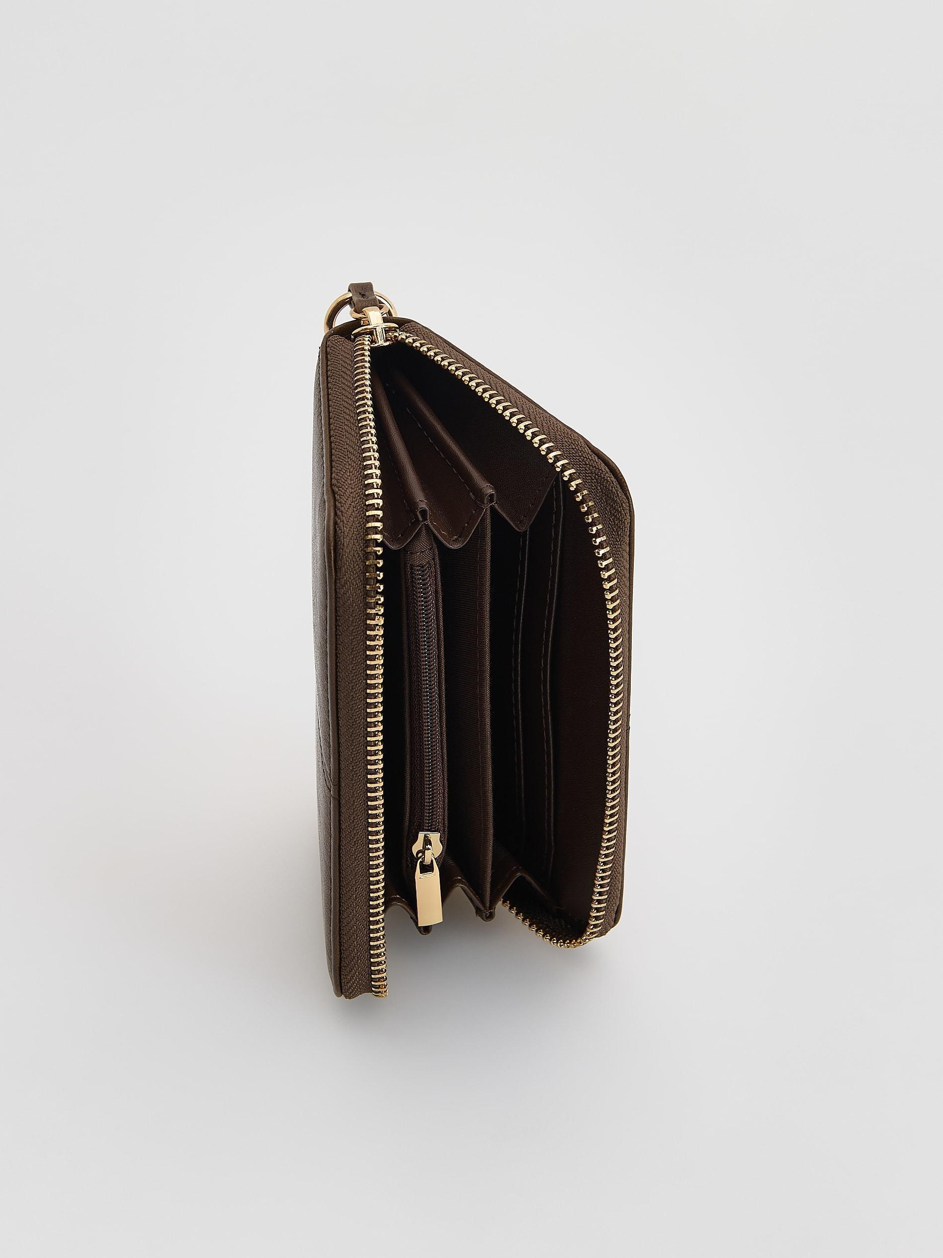 Brown Zip Up Wallet, Brown, large image number 1