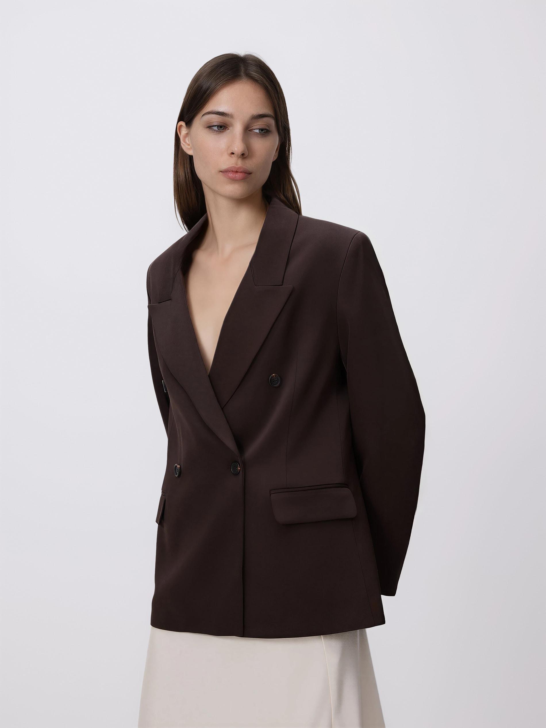 Brown Wool Blend Blazer, Brown, large image number 0