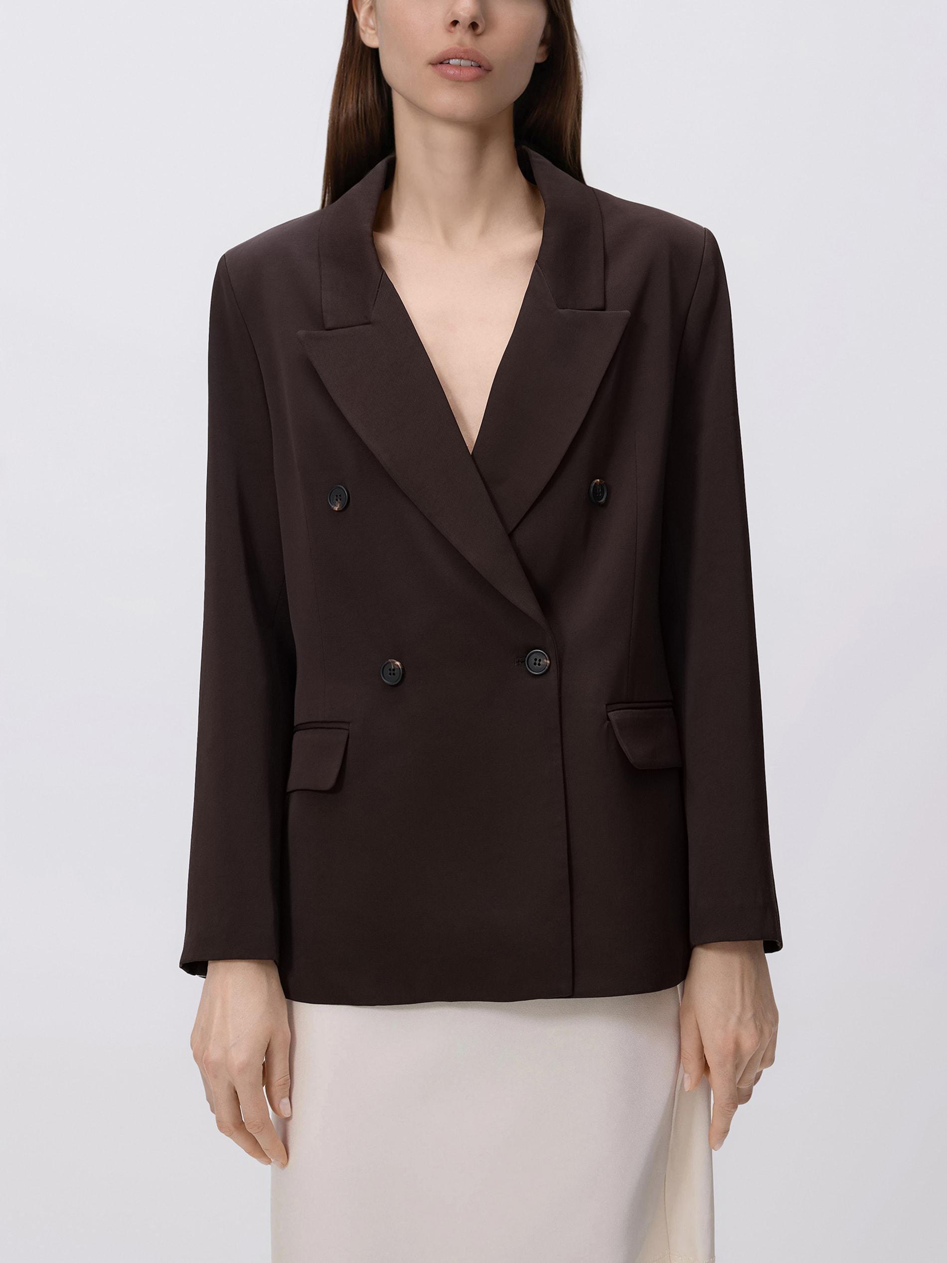 Brown Wool Blend Blazer, Brown, large image number 1