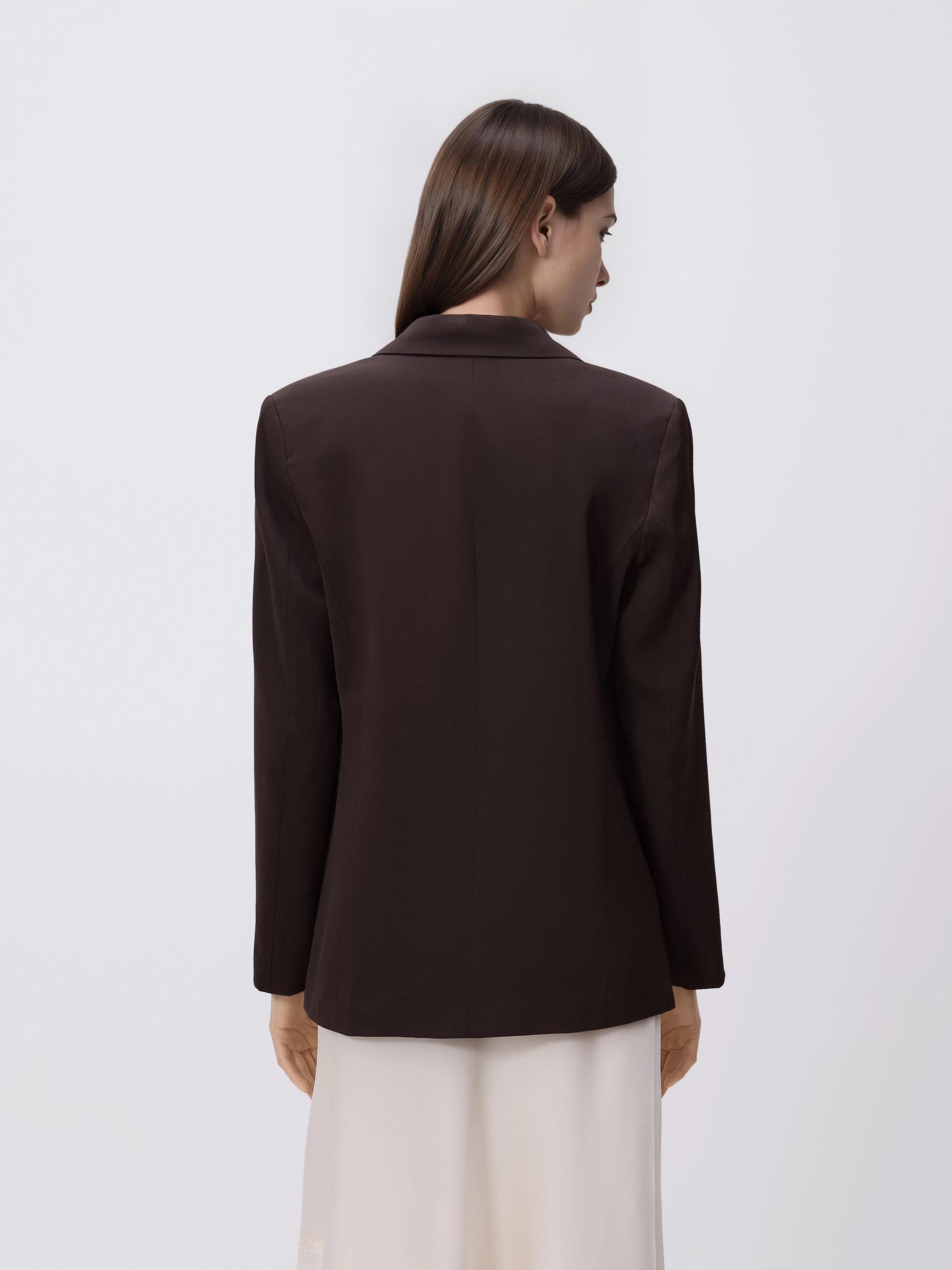 Brown Wool Blend Blazer, Brown, large image number 3
