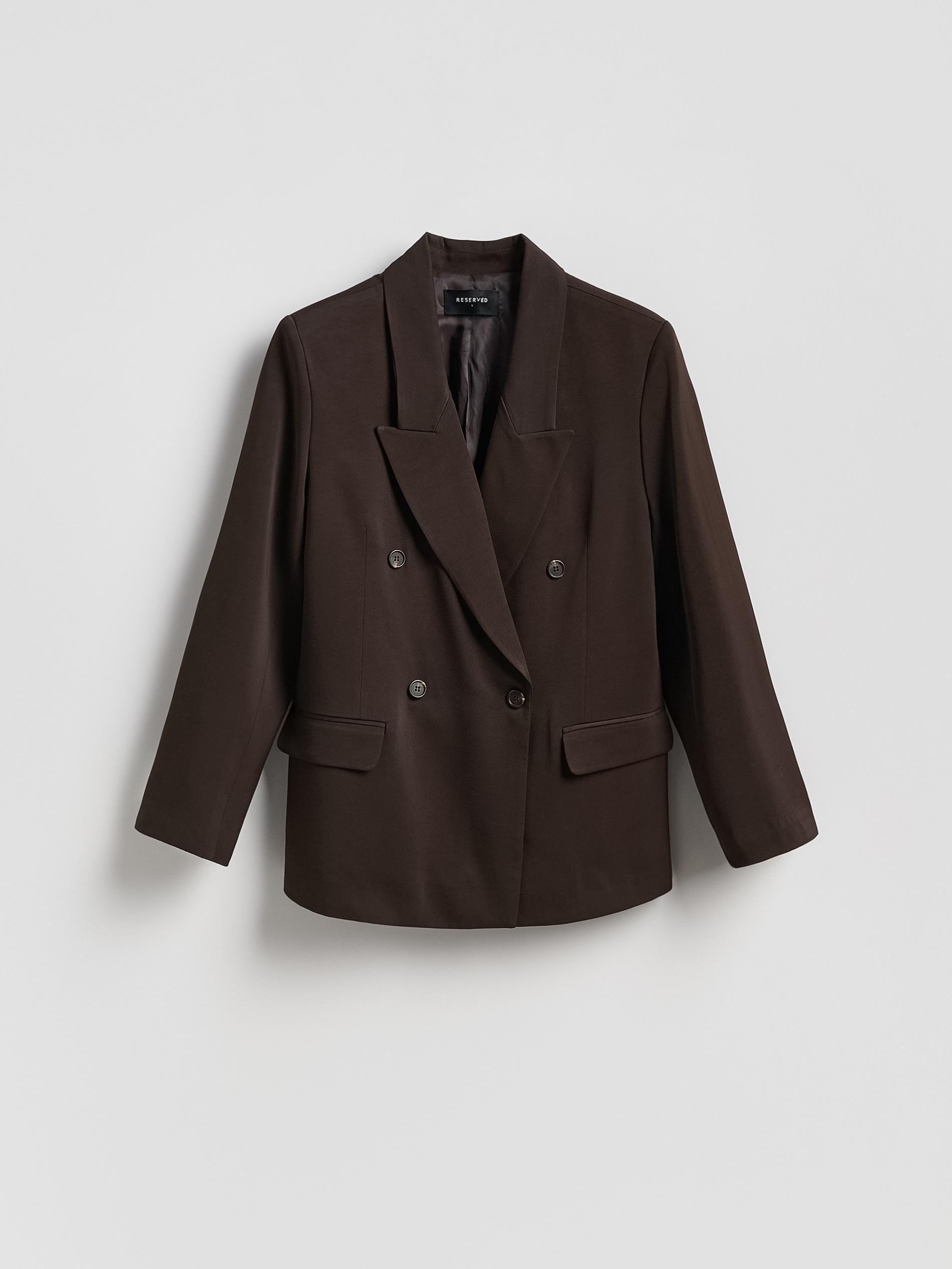 Brown Wool Blend Blazer, Brown, large image number 4