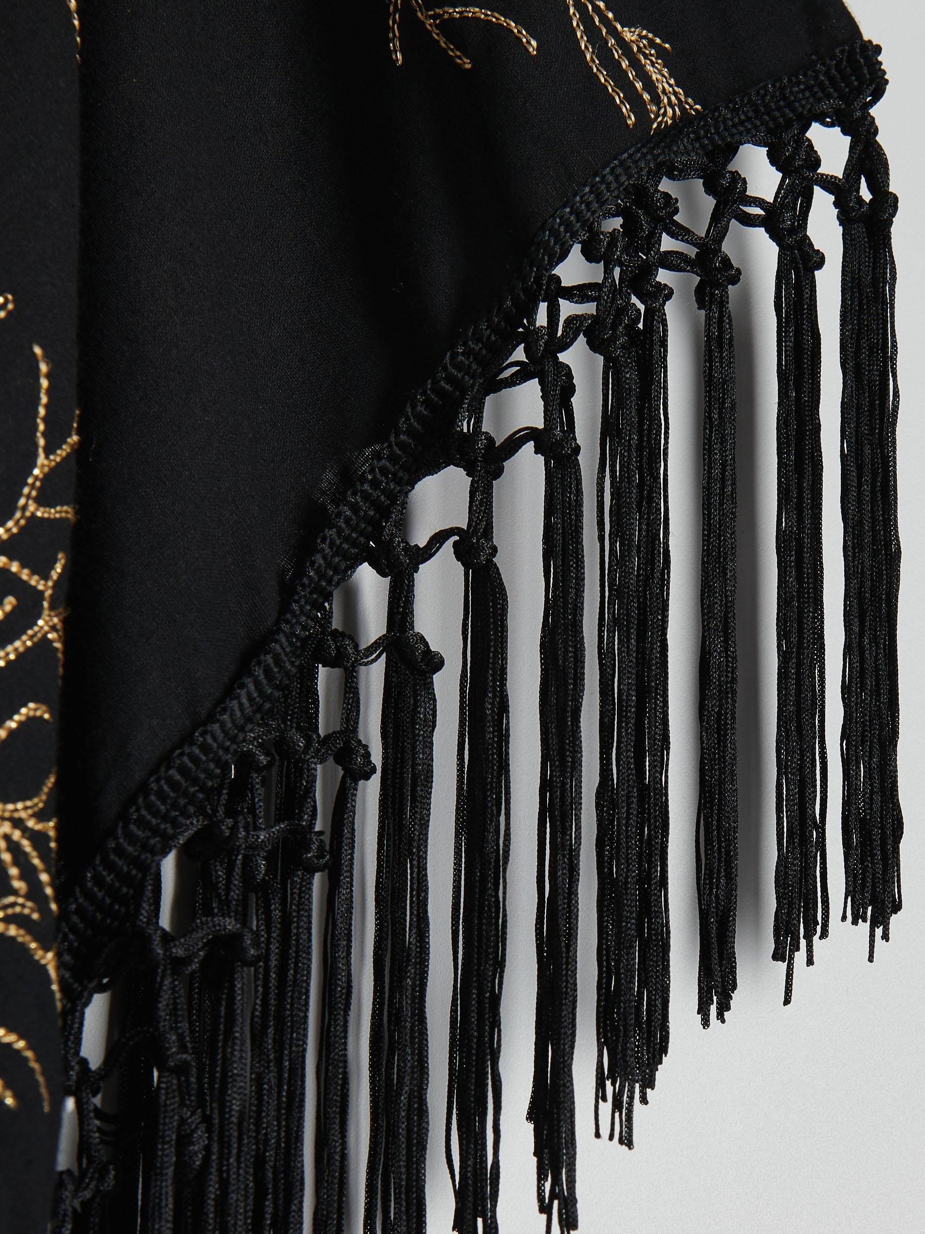 Black Embroidery Detail Kimono, Black, large image number 2