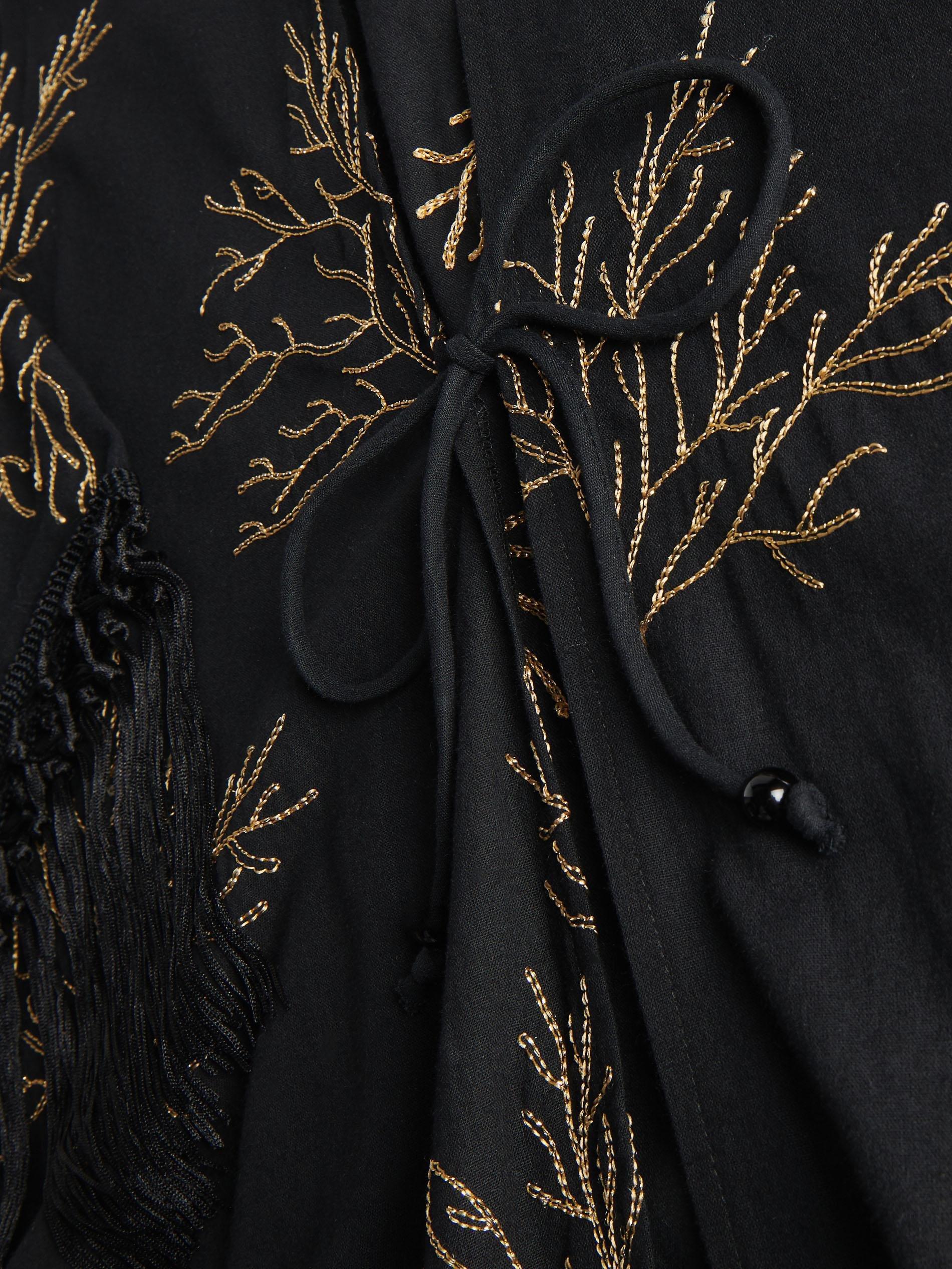 Black Embroidery Detail Kimono, Black, large image number 3