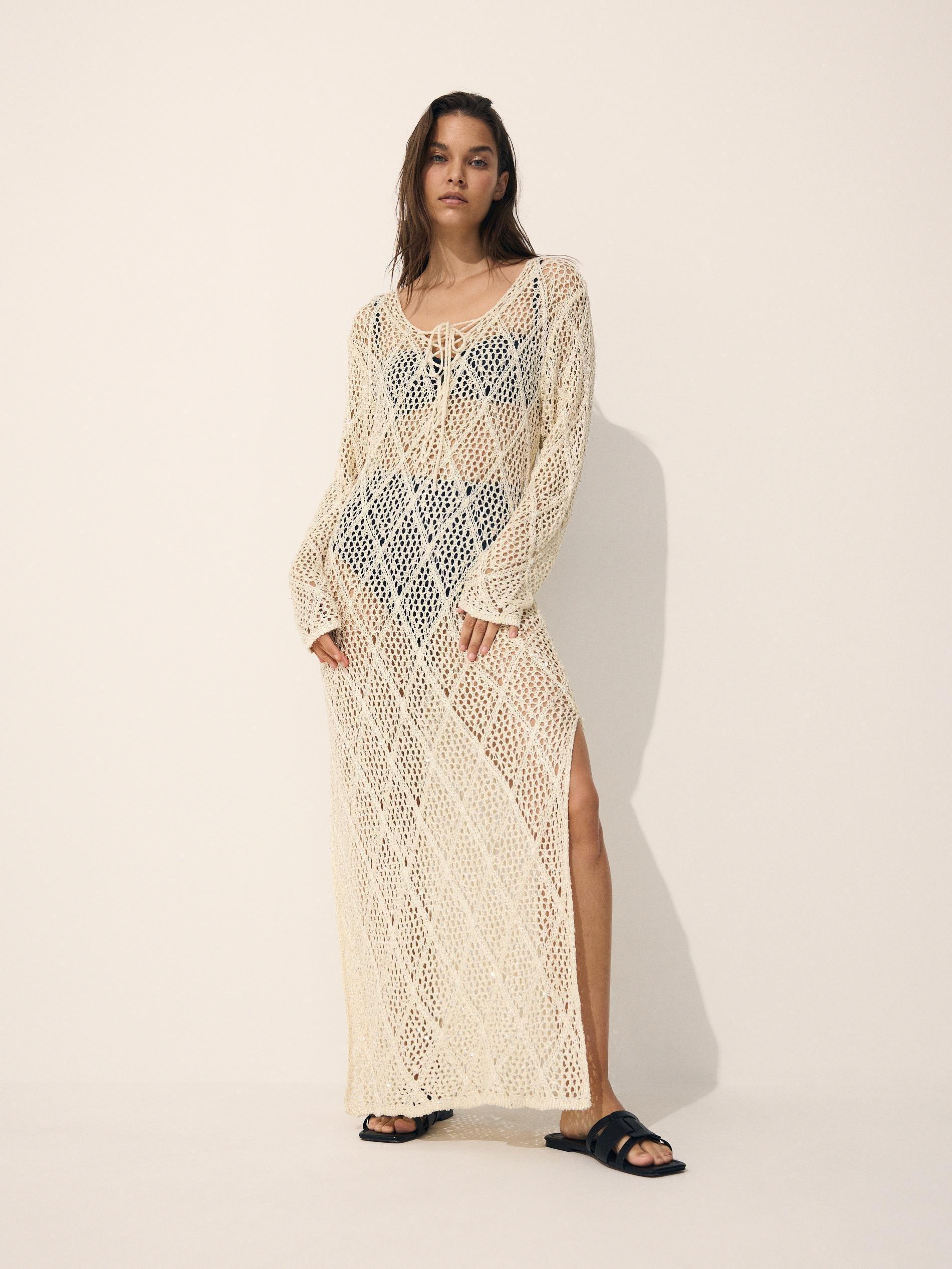 Beige Maxi Beach Cover-Up, , large image number 3