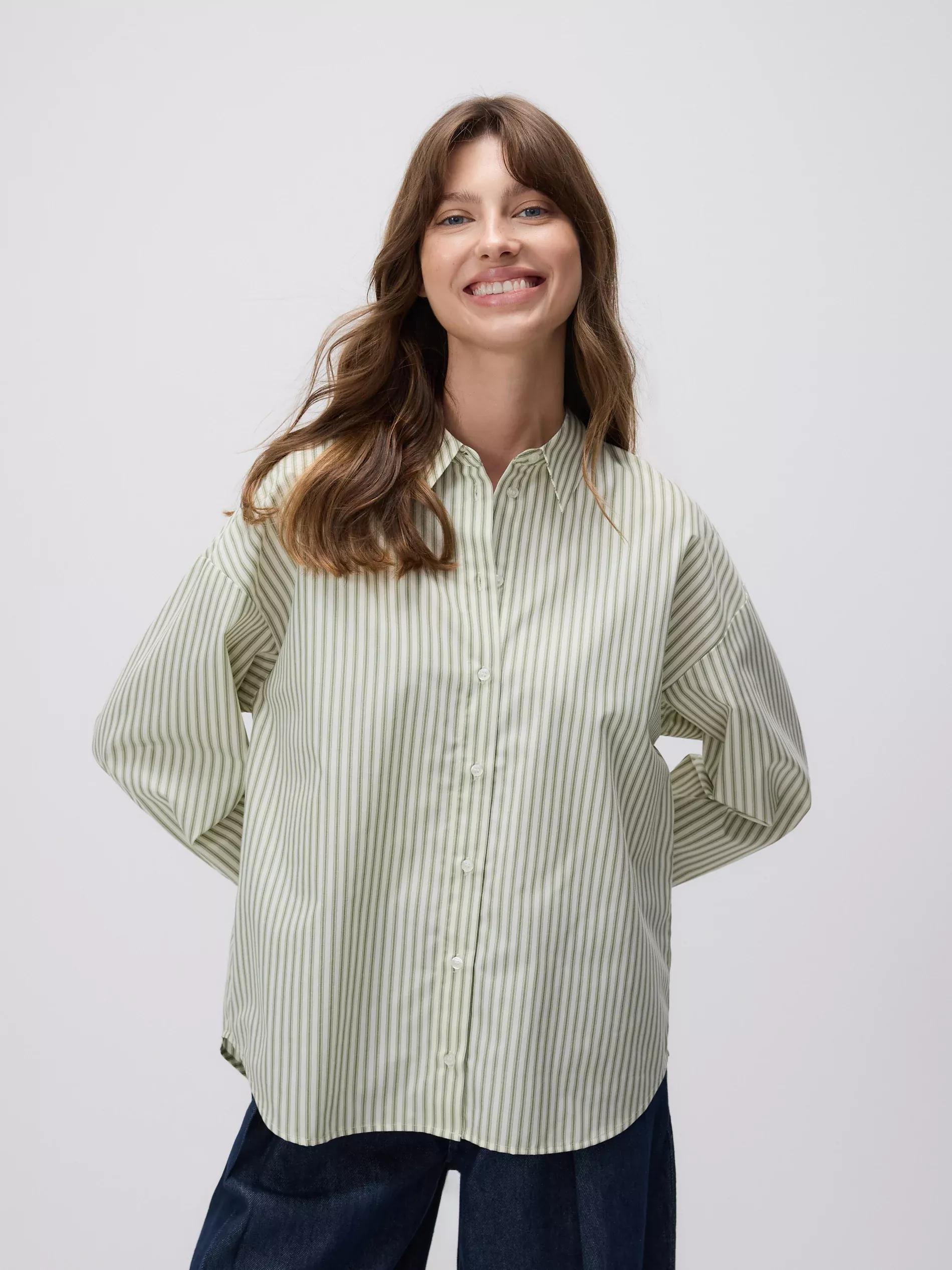LIGHT GREEN Stripe shirt, Green, medium