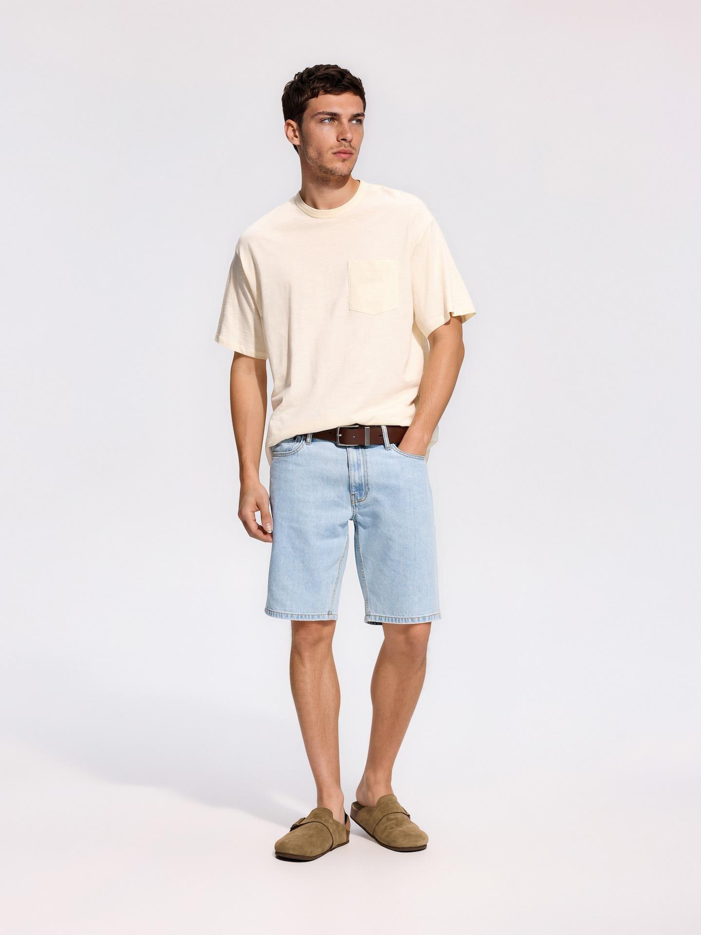 Cream Boxy T-Shirt With Pocket, Ivory, large image number 1