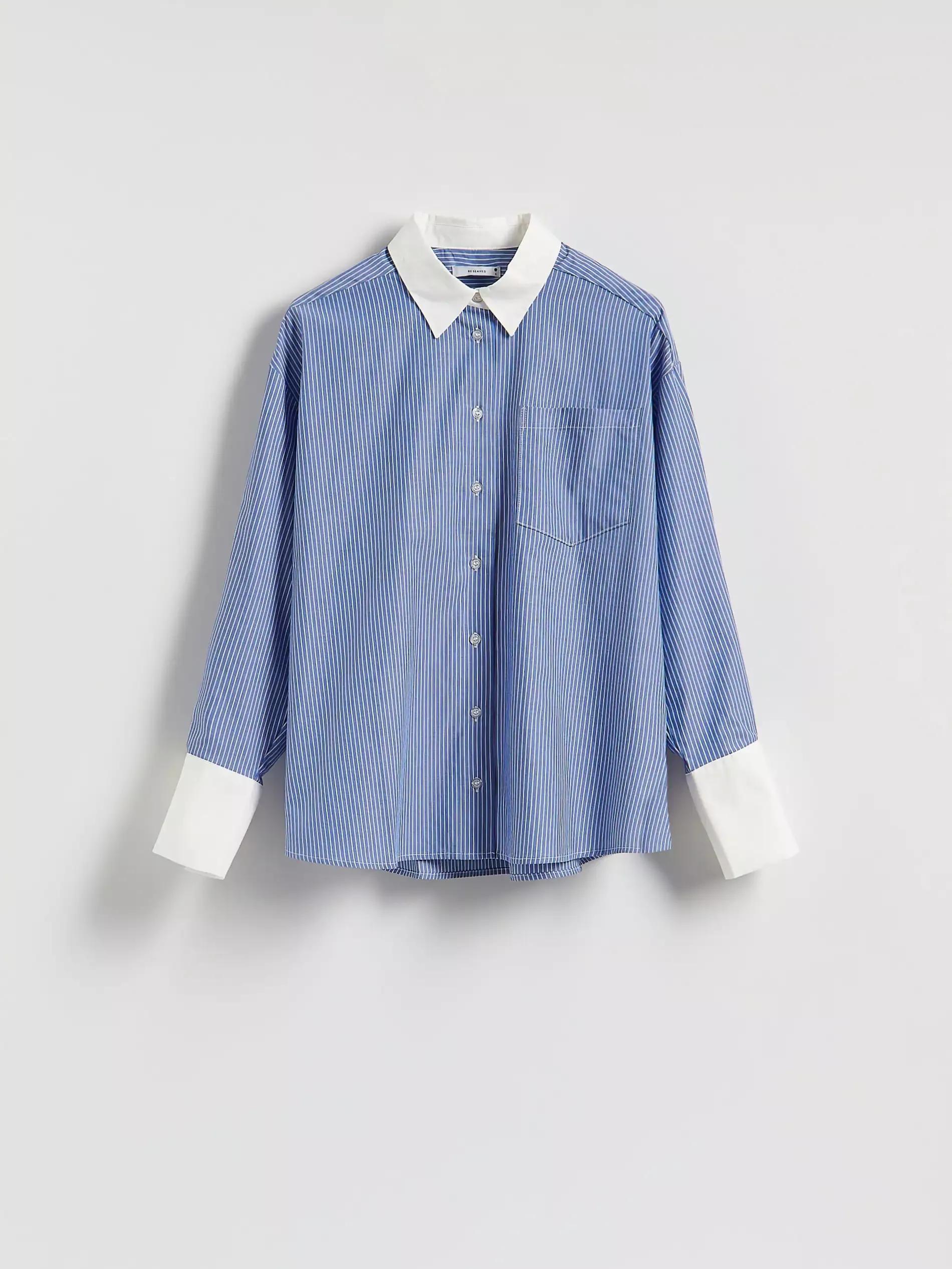 Blue Shirt With Contrasting Cuffs, , medium