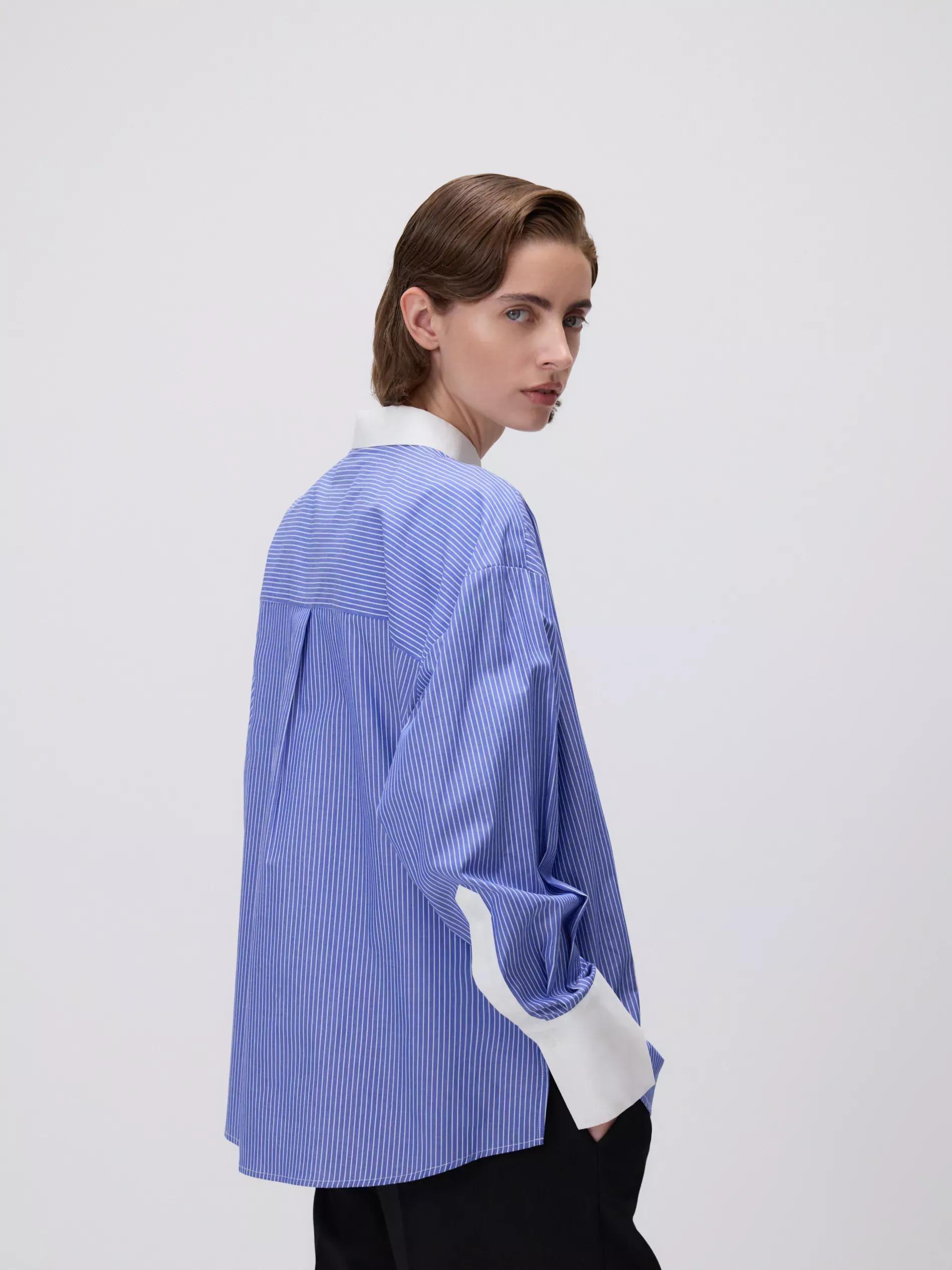 BLUE Shirt with contrasting cuffs, Blue, large image number 3