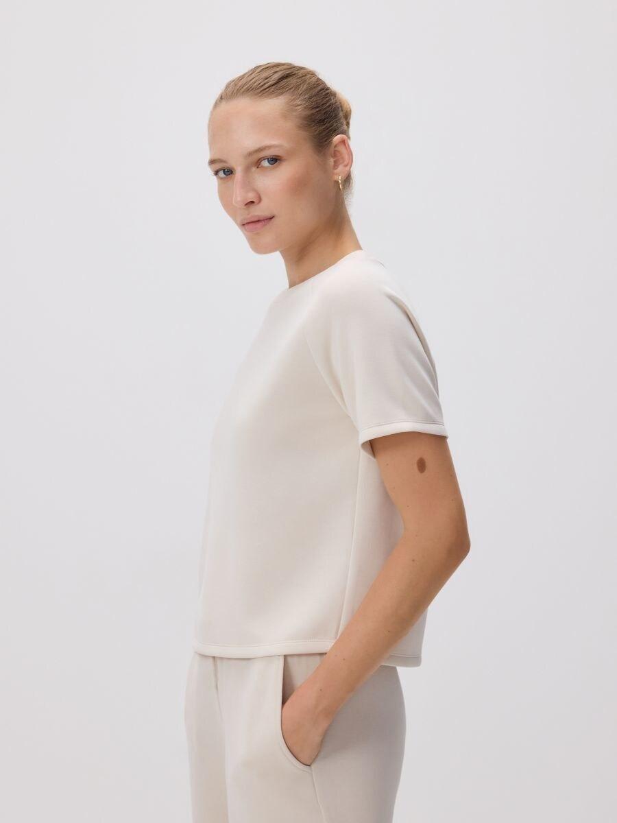 Beige Regular-Fit Modal Blend T-Shirt, Beige, large image number 0