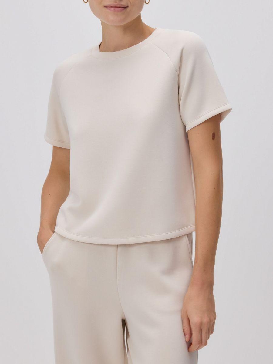 Beige Regular-Fit Modal Blend T-Shirt, Beige, large image number 1