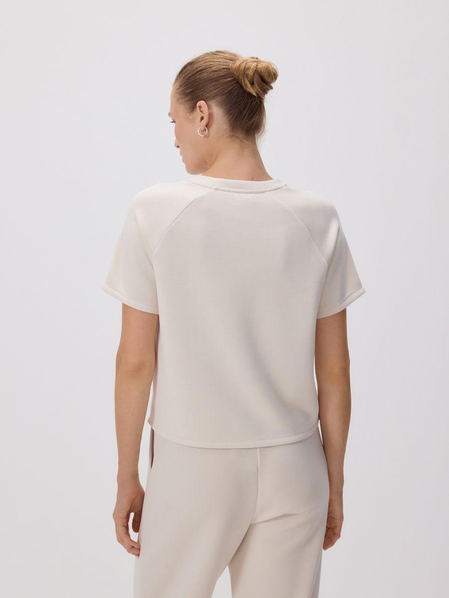 Beige Regular-Fit Modal Blend T-Shirt, Beige, large image number 2