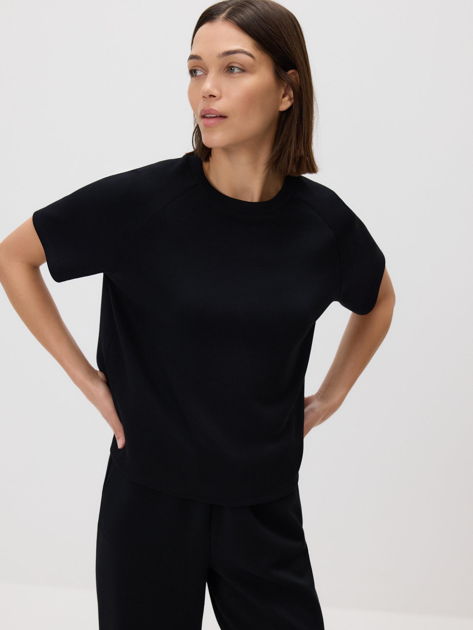 Black Modal Blend T-Shirt, Black, large image number 0