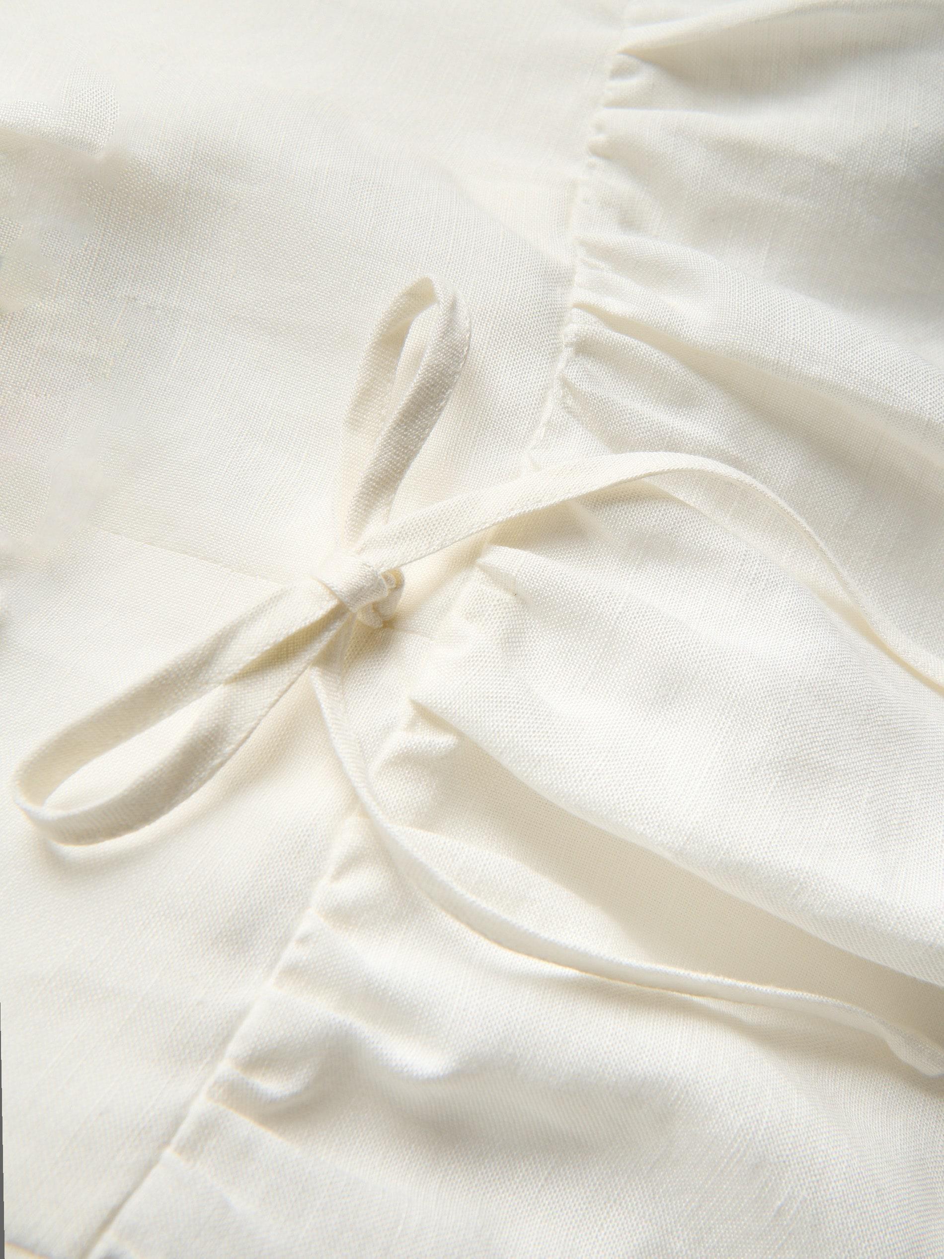 White Linen Blend Top, White, large image number 5