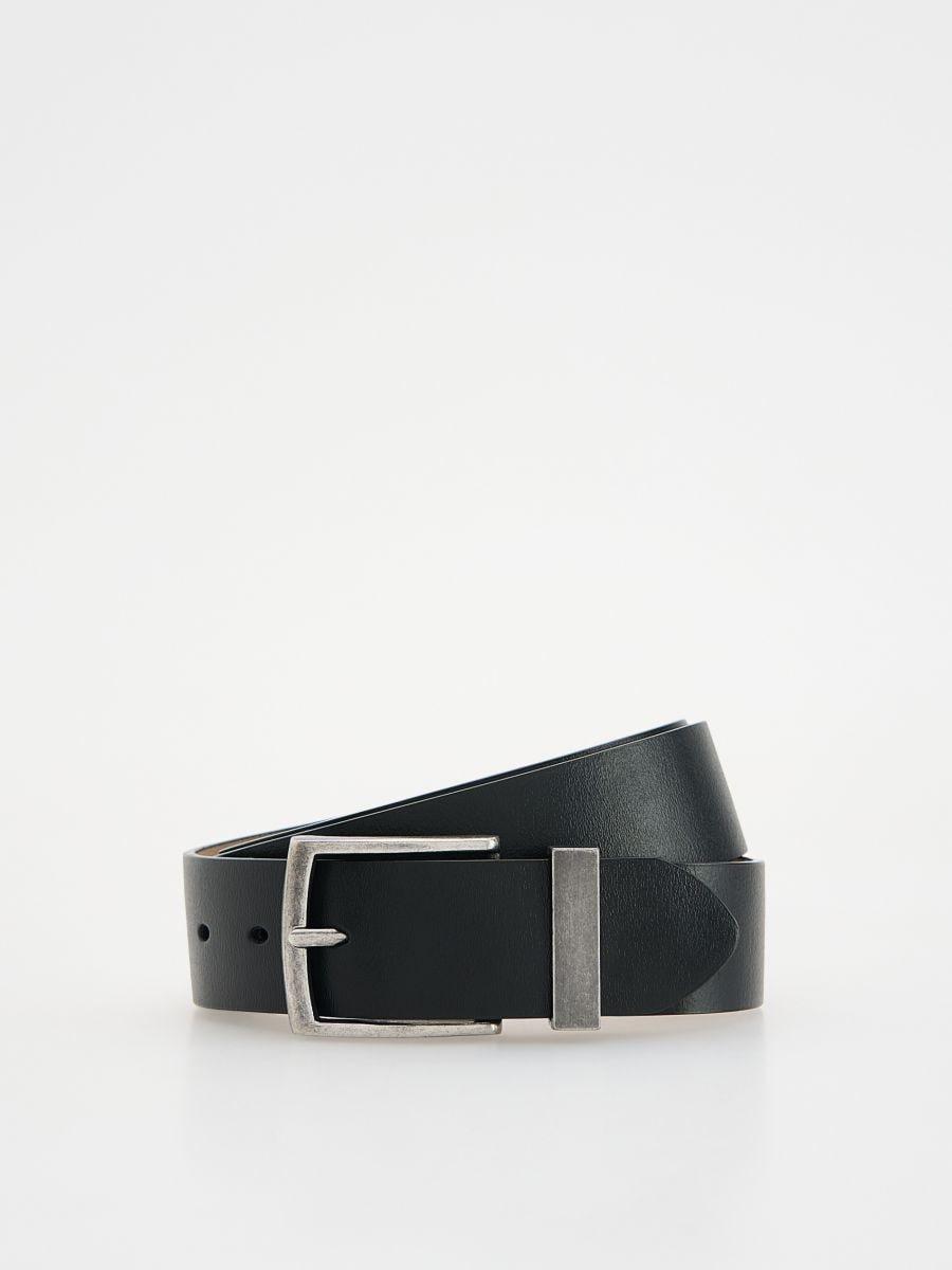 Black Leather Belt With Buckle, , large image number 0