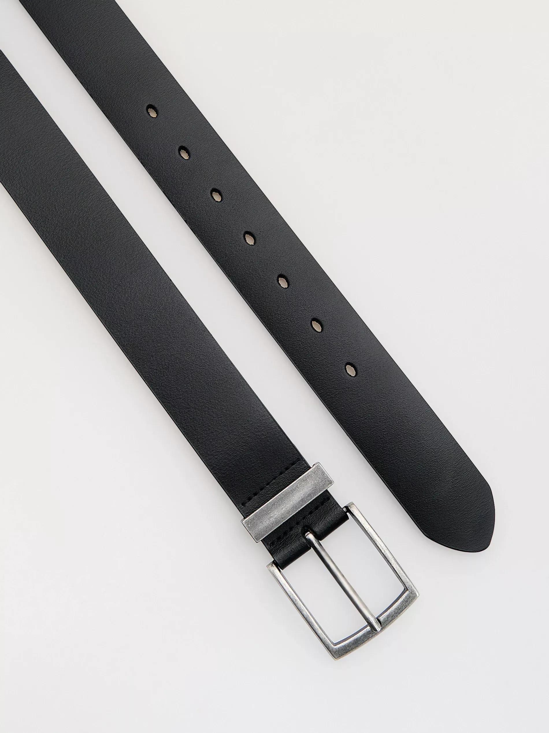Black Leather Belt With Buckle, , large image number 1