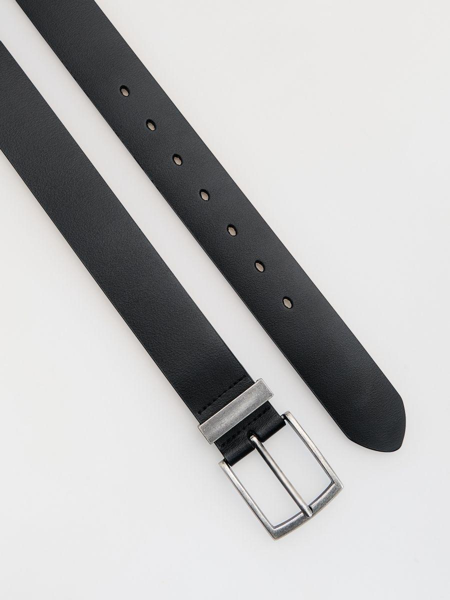 Black Leather Belt With Buckle, , large image number 1
