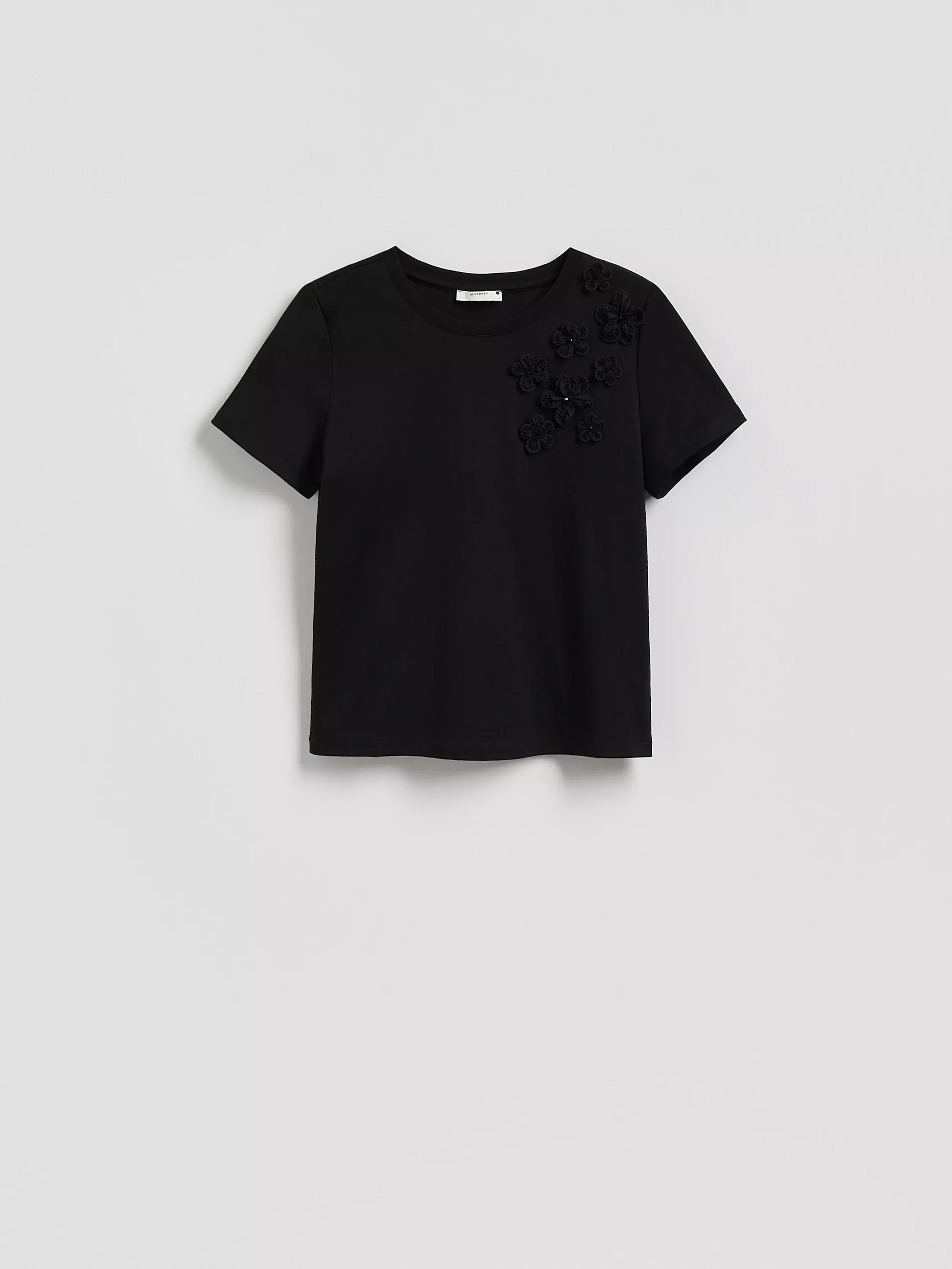Black Oversized T-Shirt With Applique, , large image number 0