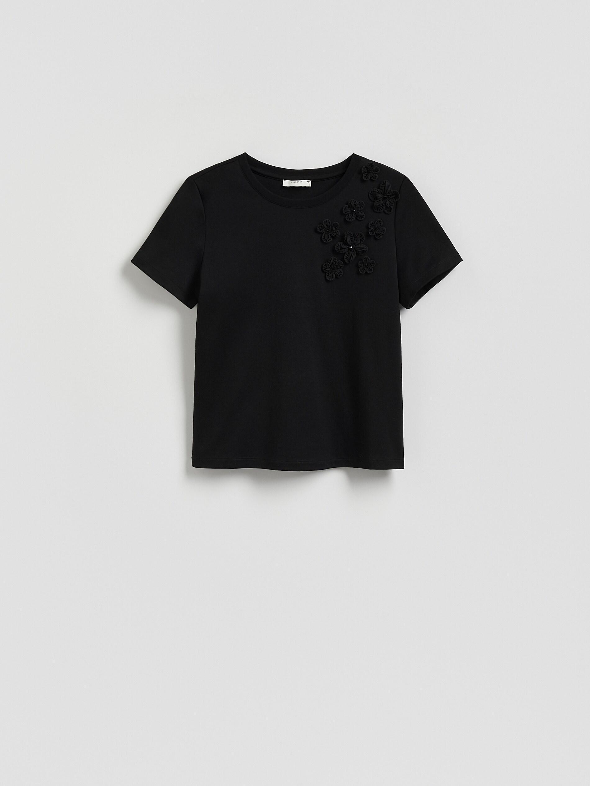 Black Oversized T-Shirt With Applique, Black, medium