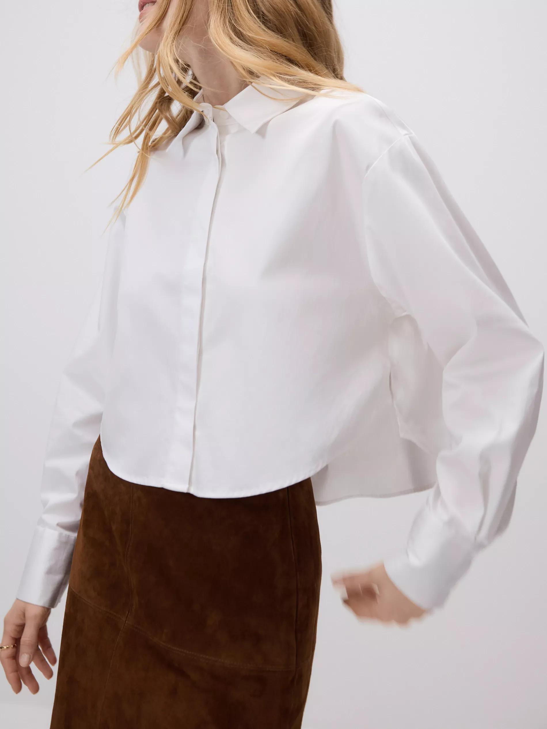 White Cropped Shirt, White, large image number 1
