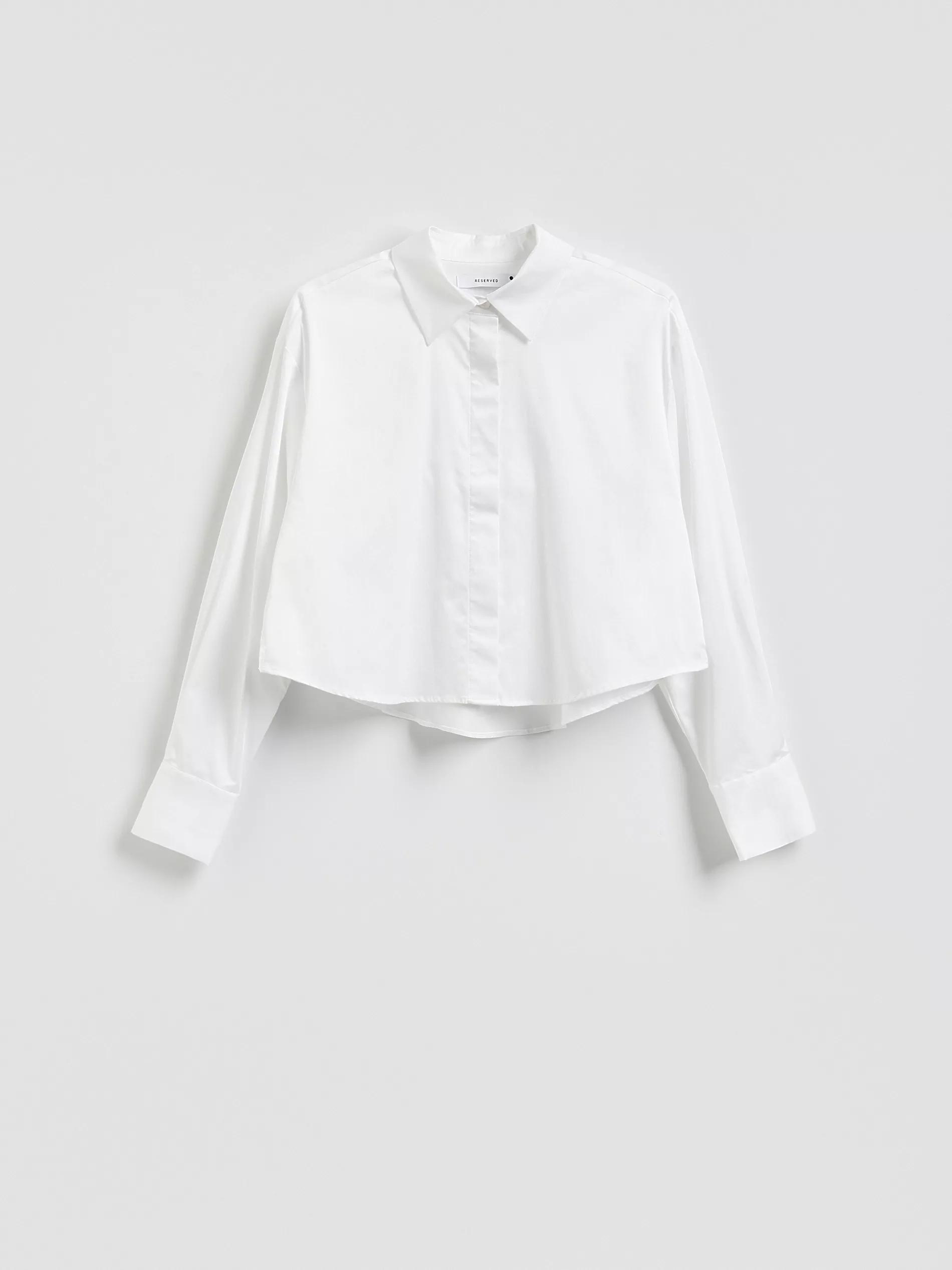 White Cropped Shirt, White, large image number 5