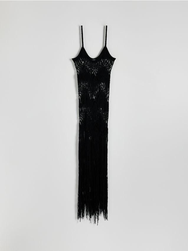 Black Fringes Maxi Beach Kimono, , large image number 0