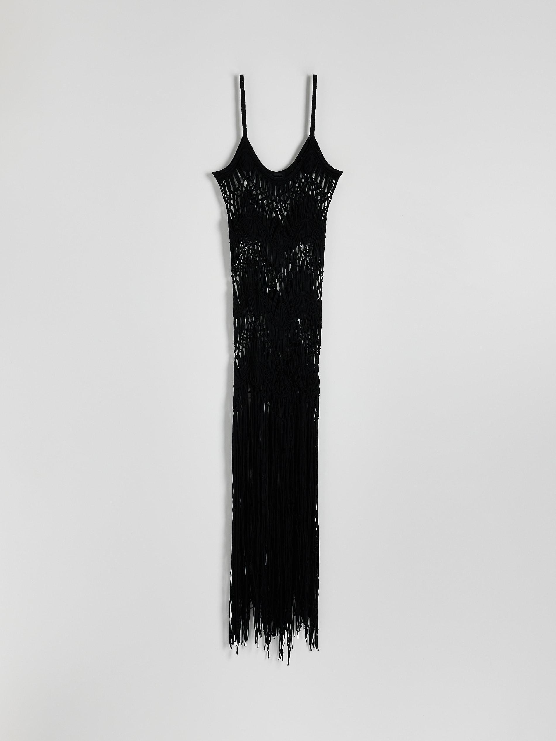 Black Fringes Maxi Beach Kimono, , large image number 1