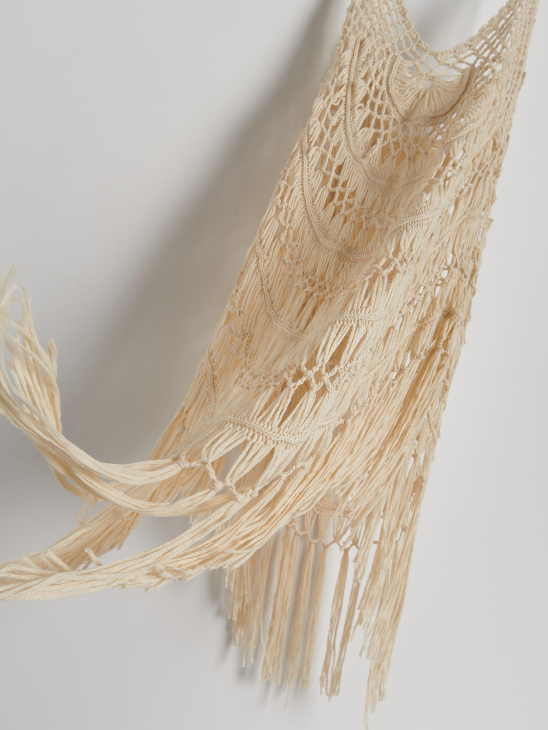 Beige Beach Kimono With Fringes, Ivory, large image number 6