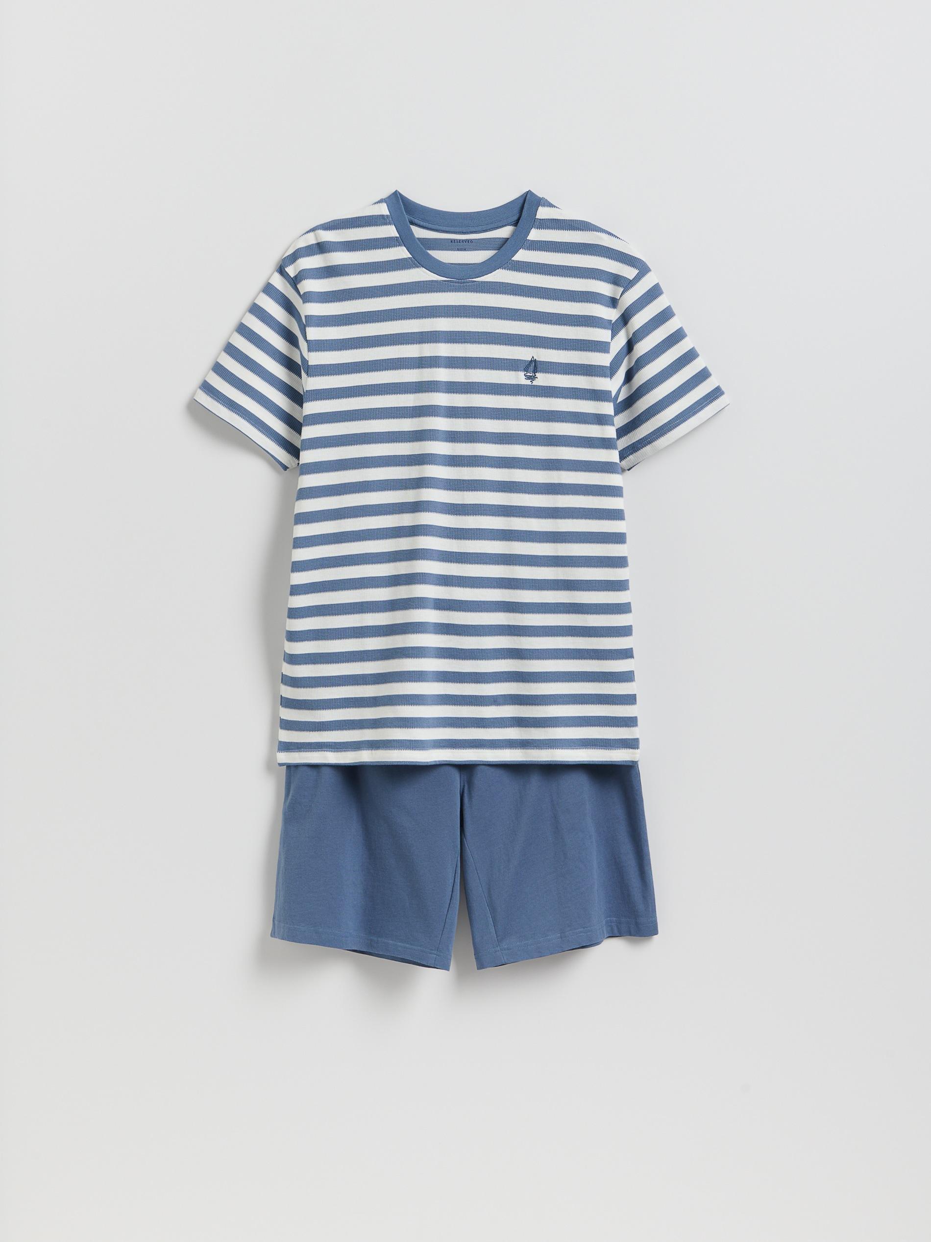Blue Two Piece Pyjama Set, Blue, large image number 0