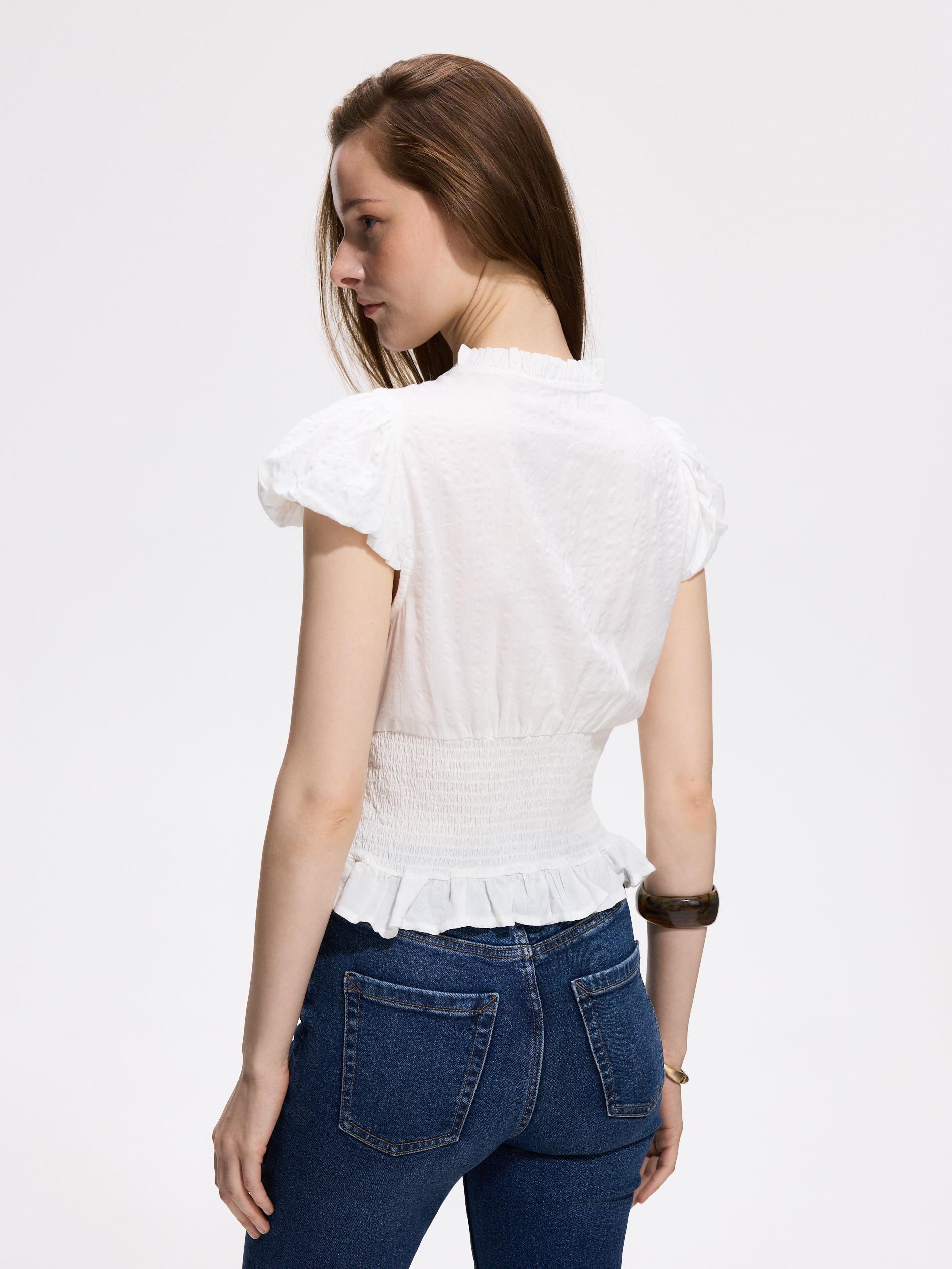 Cream Viscose Blend Blouse, Ivory, large image number 3
