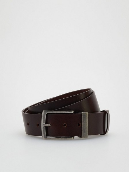 Reserved - Brown Plain Leather Belt With Buckle