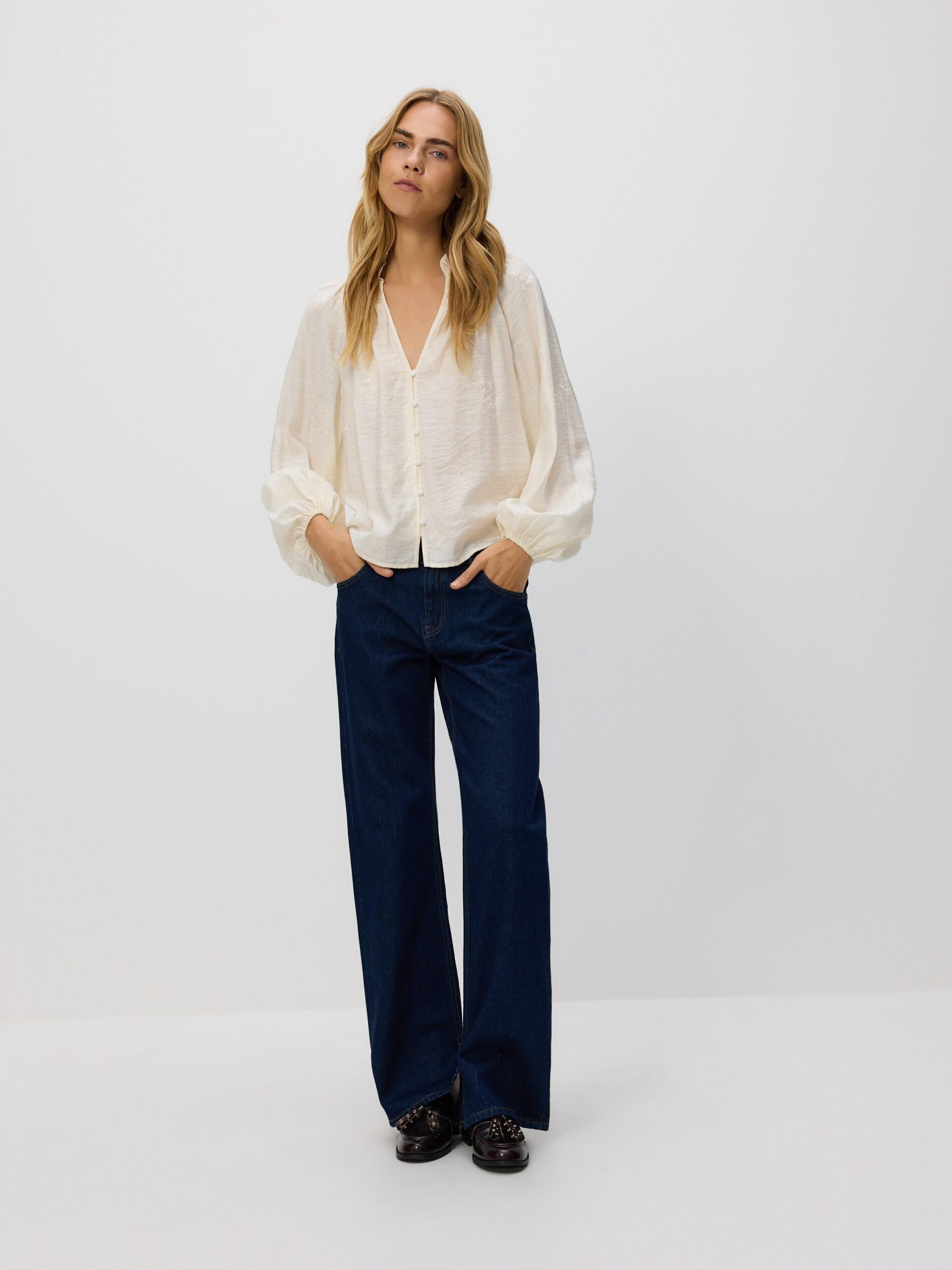 CREAM Blouse with embroidery, Ivory, large image number 1