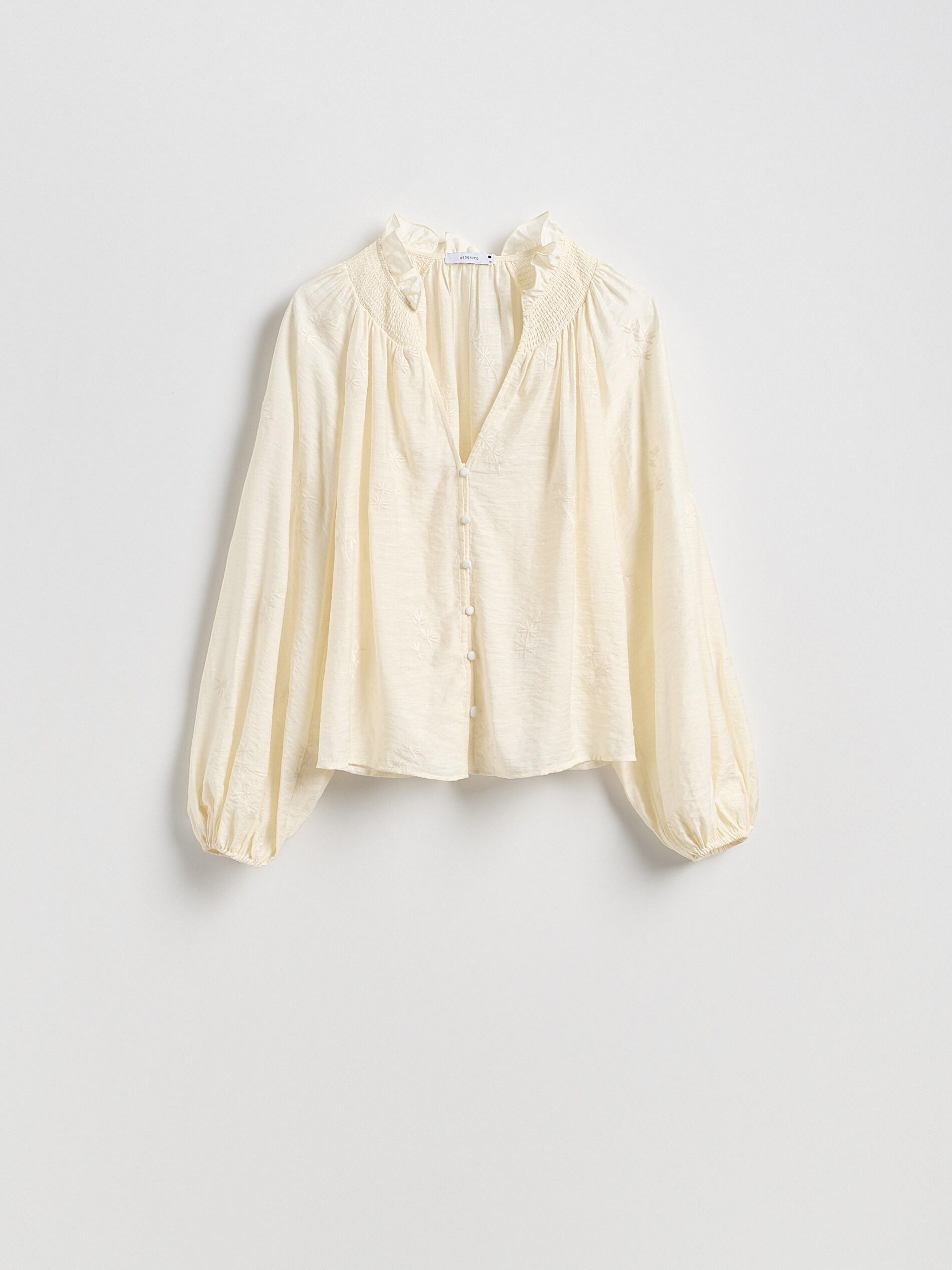 CREAM Blouse with embroidery, Ivory, large image number 5