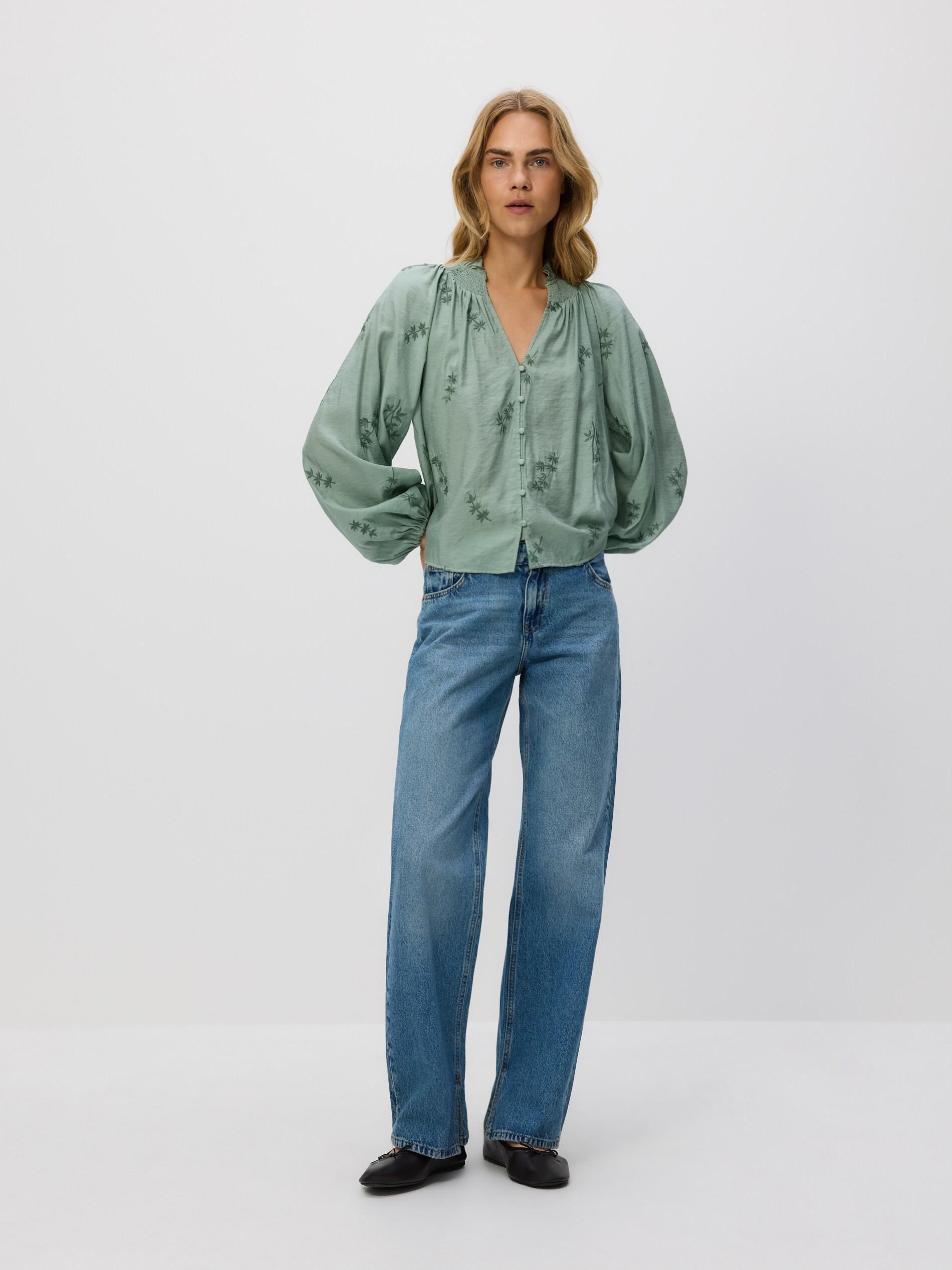 LIGHT GREEN Blouse with embroidery, Green, large image number 1