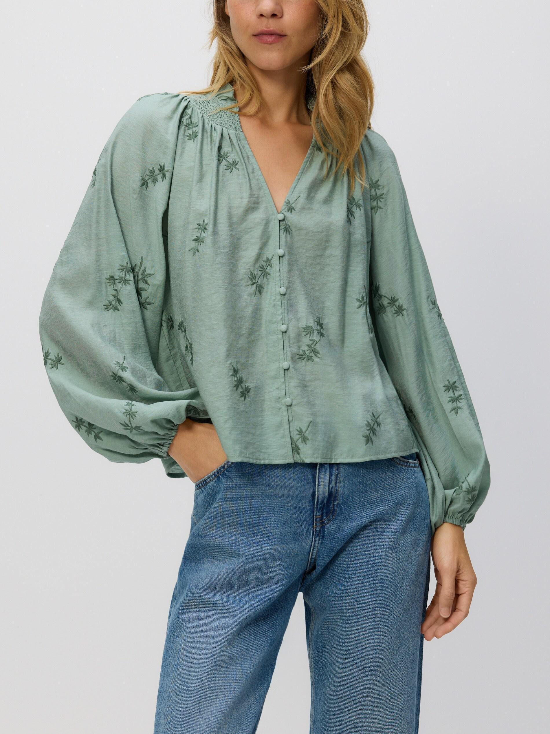 LIGHT GREEN Blouse with embroidery, Green, large image number 3