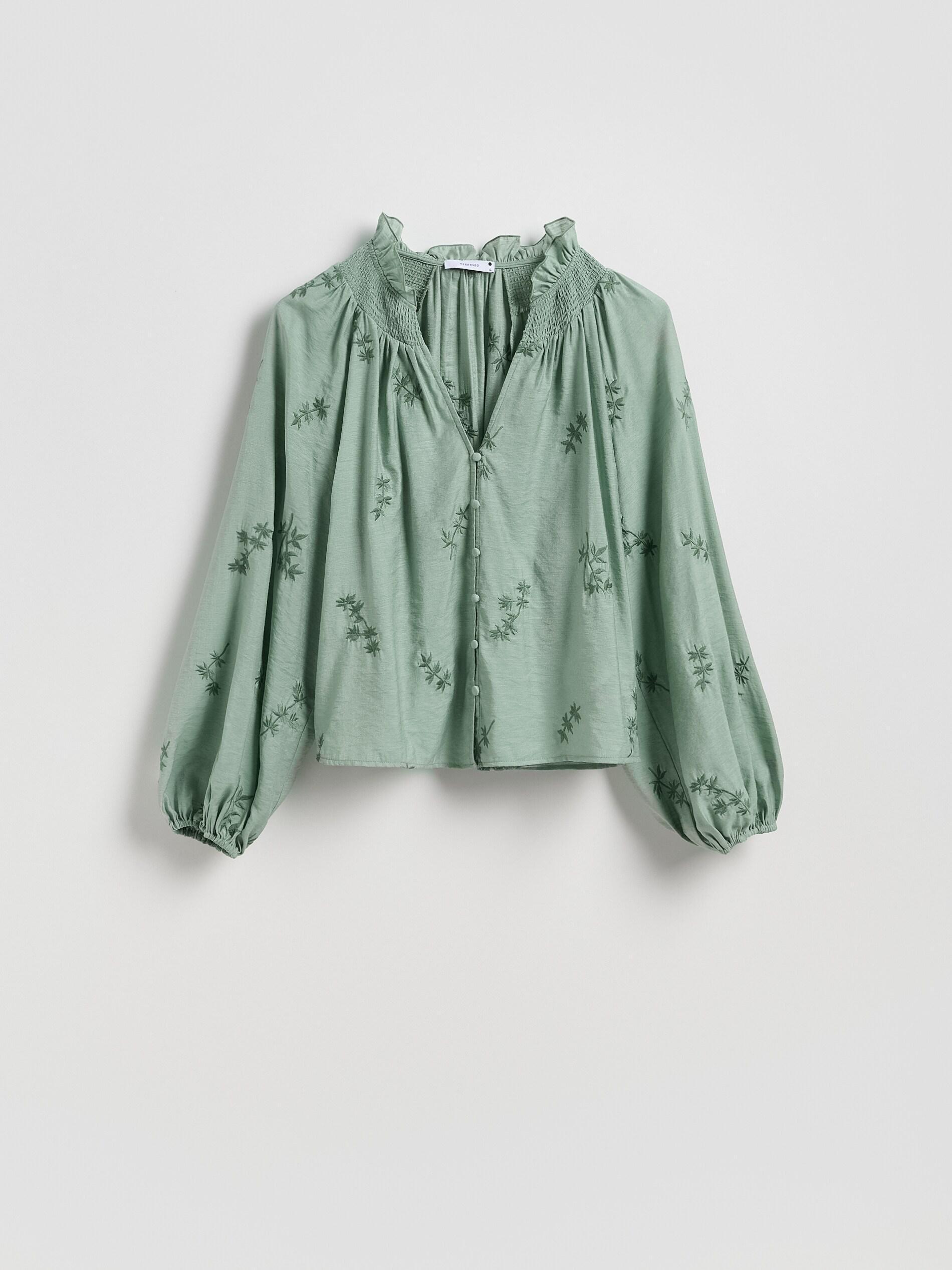 LIGHT GREEN Blouse with embroidery, Green, large image number 4