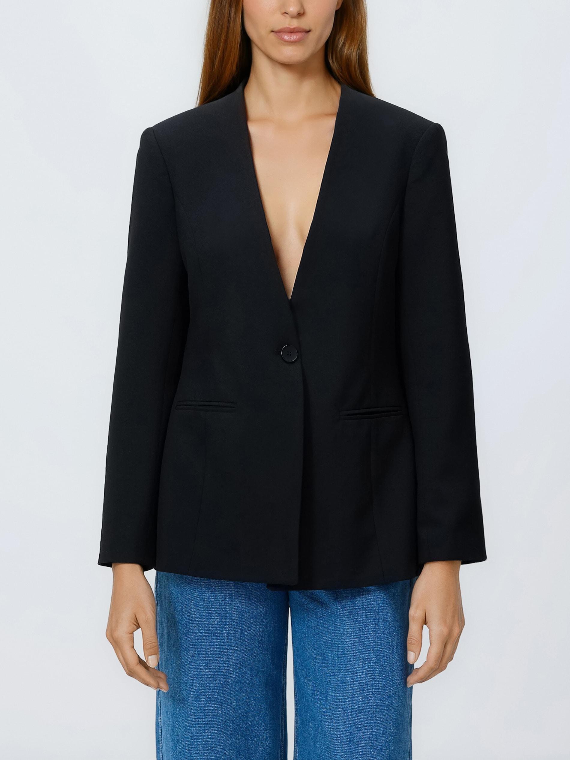 Black Single-Breasted Blazer, Black, medium