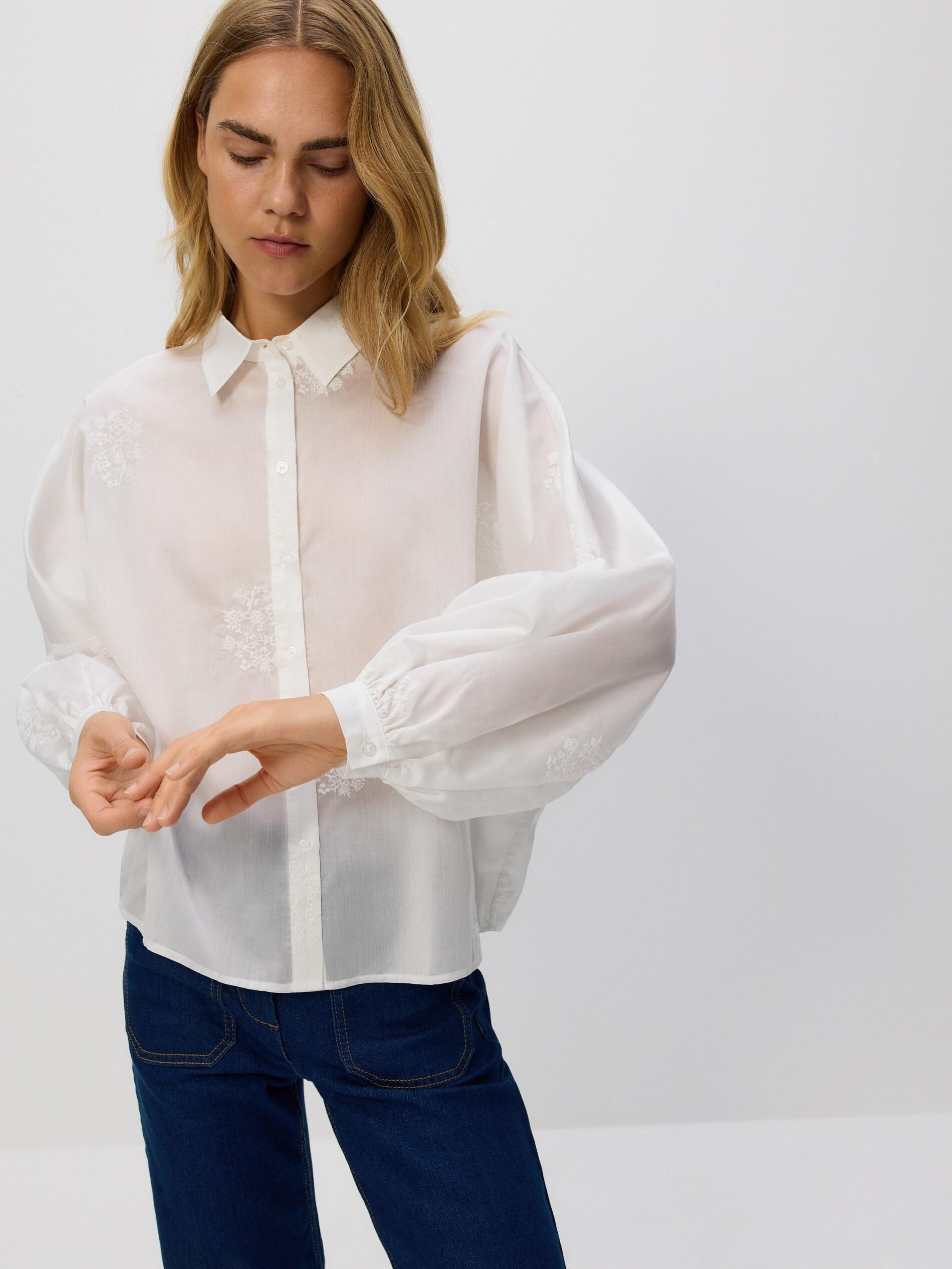 White Shirt With Decorative Embroidery, White, large image number 0