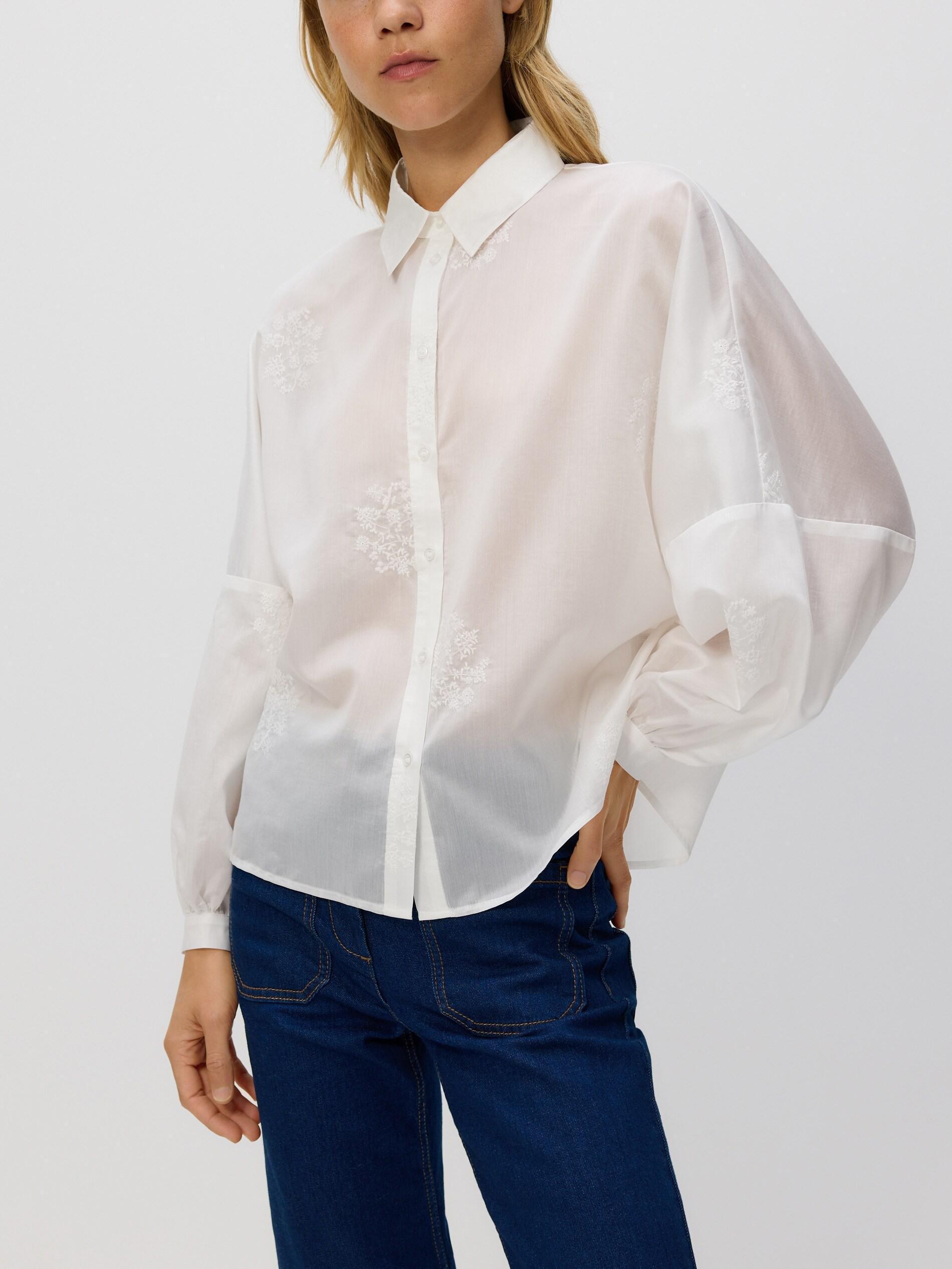 White Shirt With Decorative Embroidery, White, large image number 1