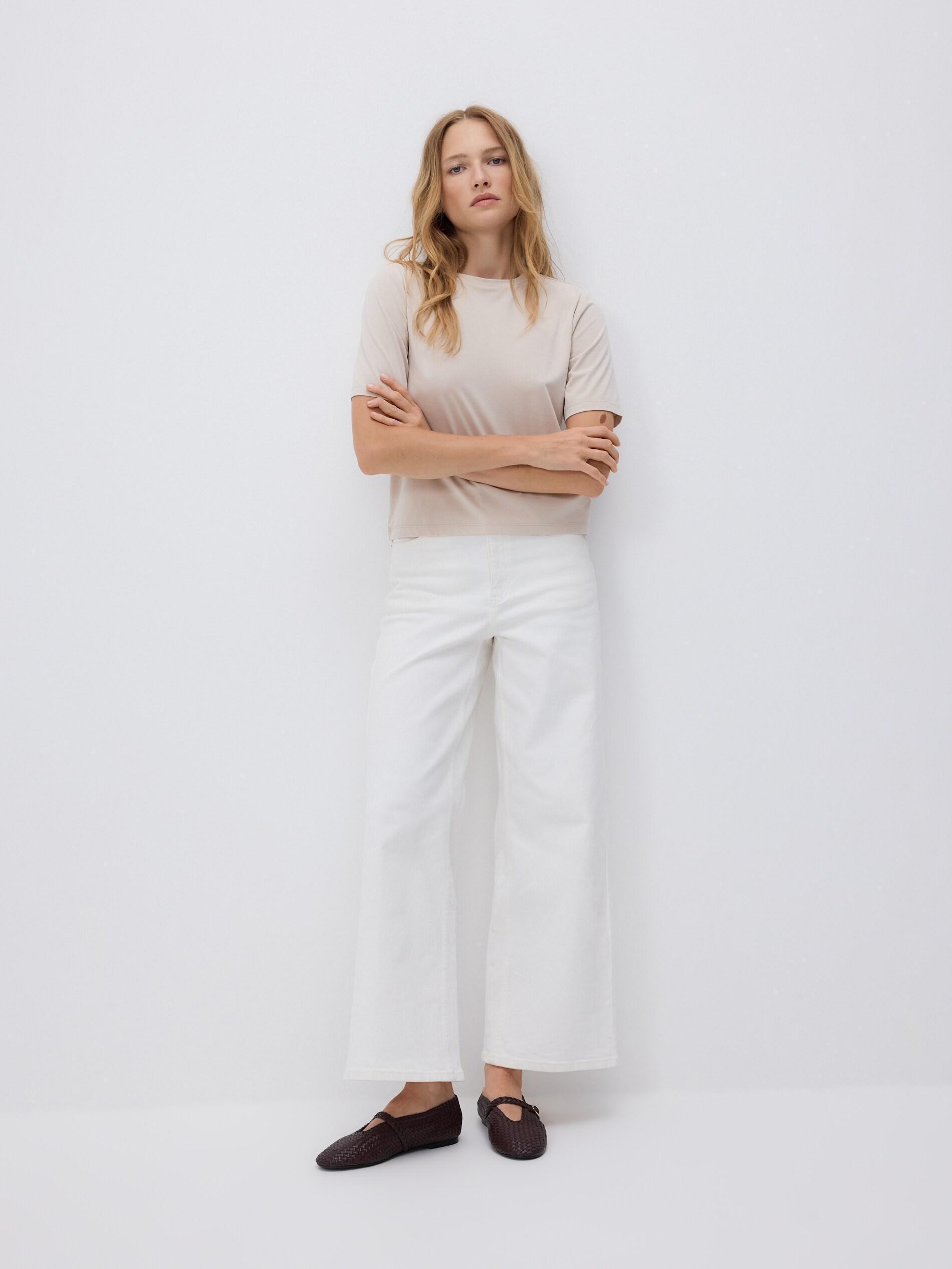 Beige Modal Blend Oversized T-Shirt, Beige, large image number 2