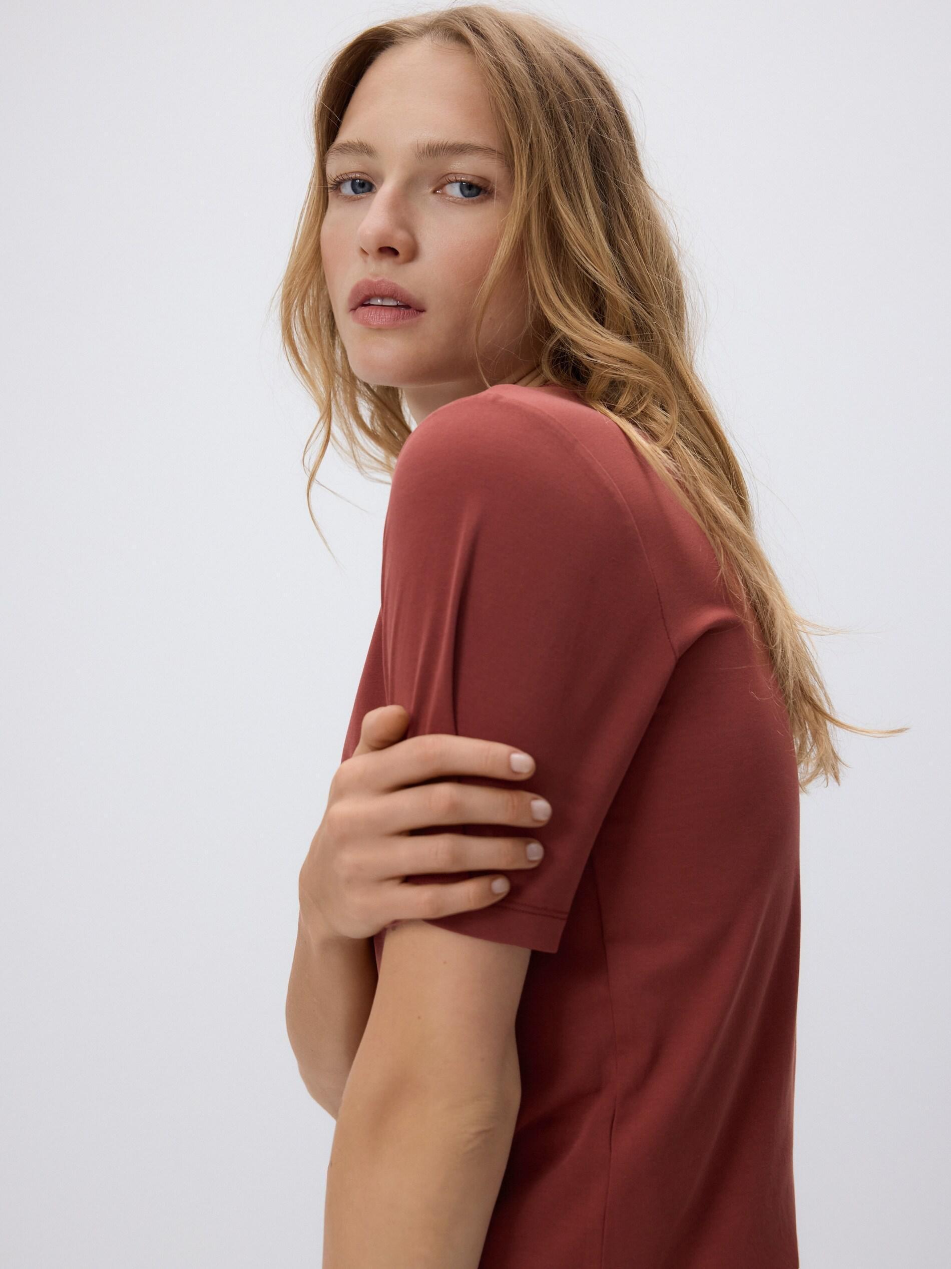 Brown Modal Blend Oversized T-Shirt, Orange, large image number 2