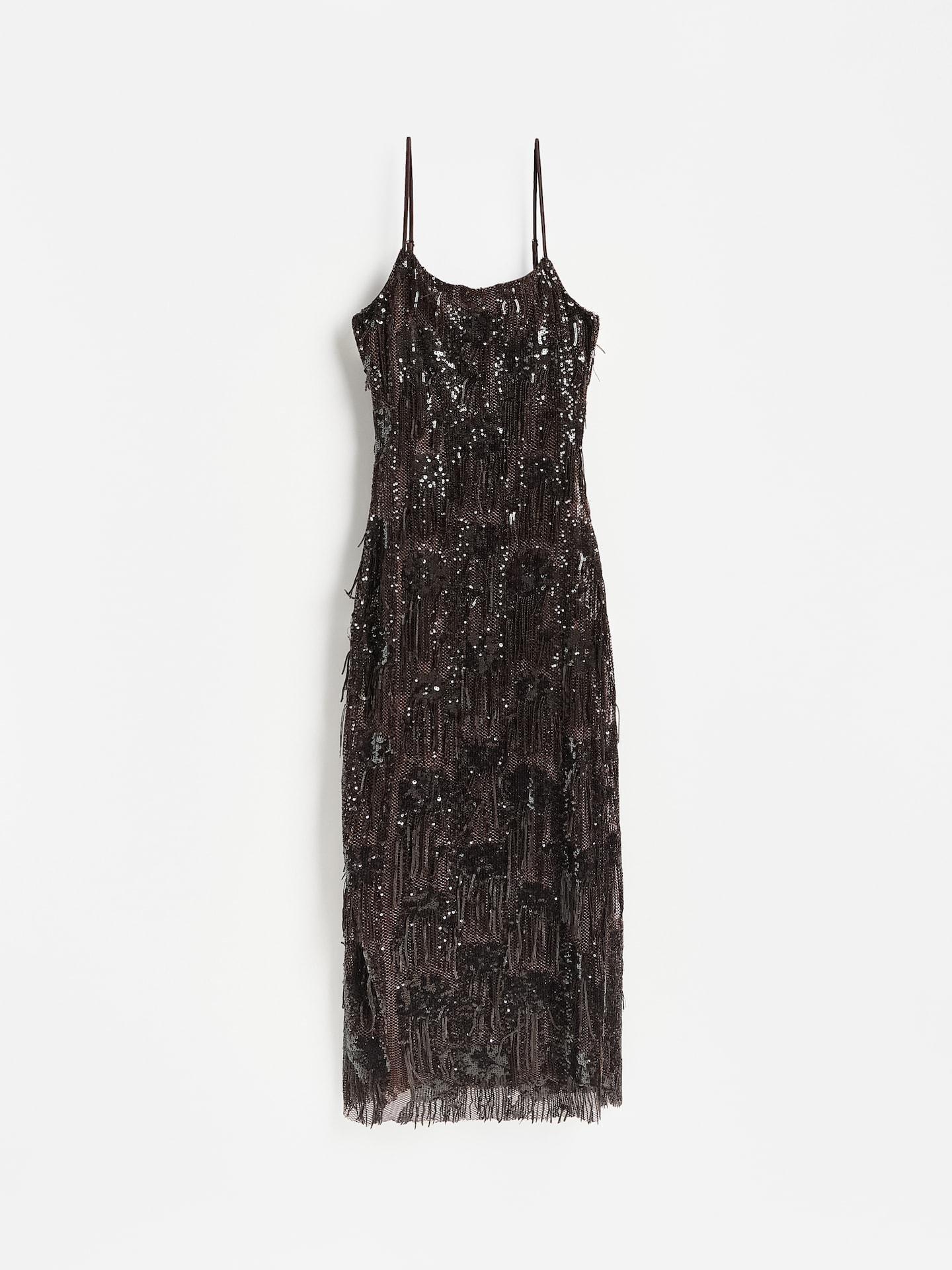 Brown Sequin Dress, Brown, medium