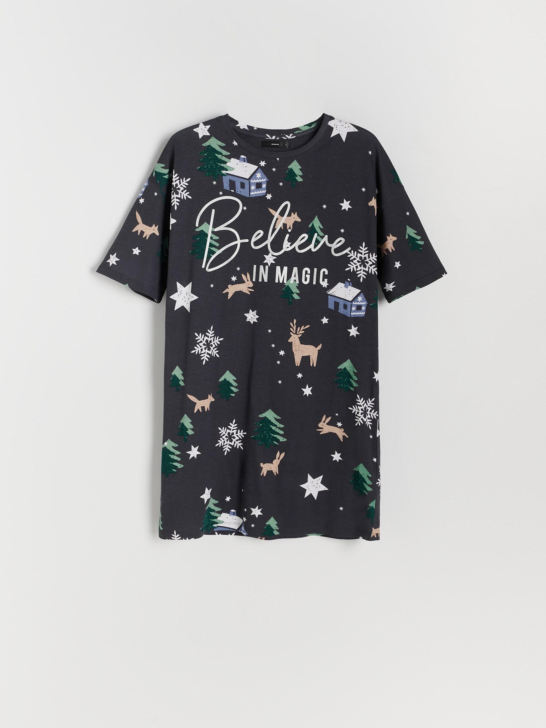 Dark Grey Nightdress With A Festive Motif, , large image number 0